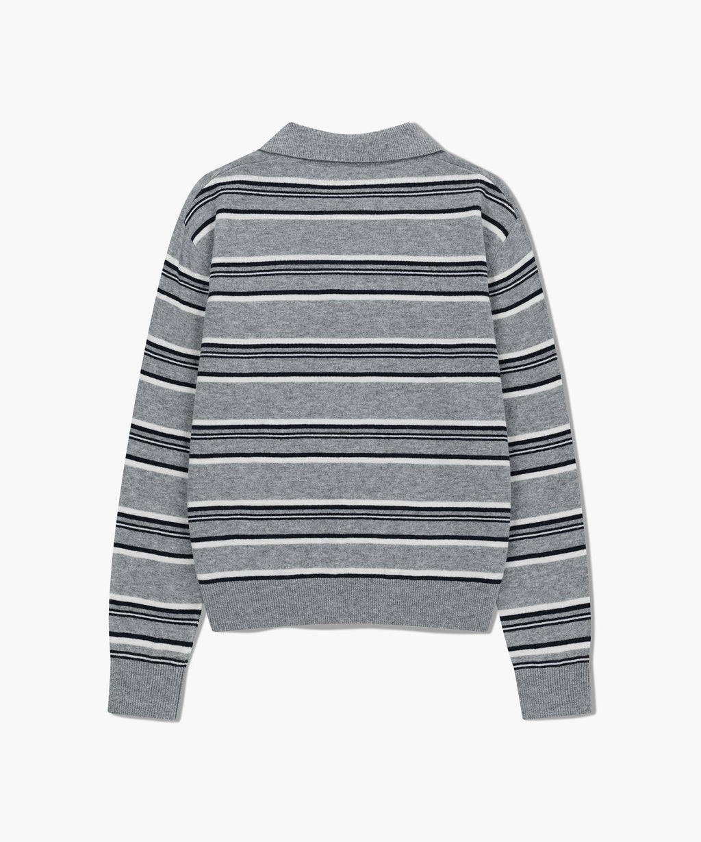 Marithe & Francois Girbaud - Regular Logo Stripe Polo Knit (Melange Gray) product image 7 | TRAB K-Fashion Australia