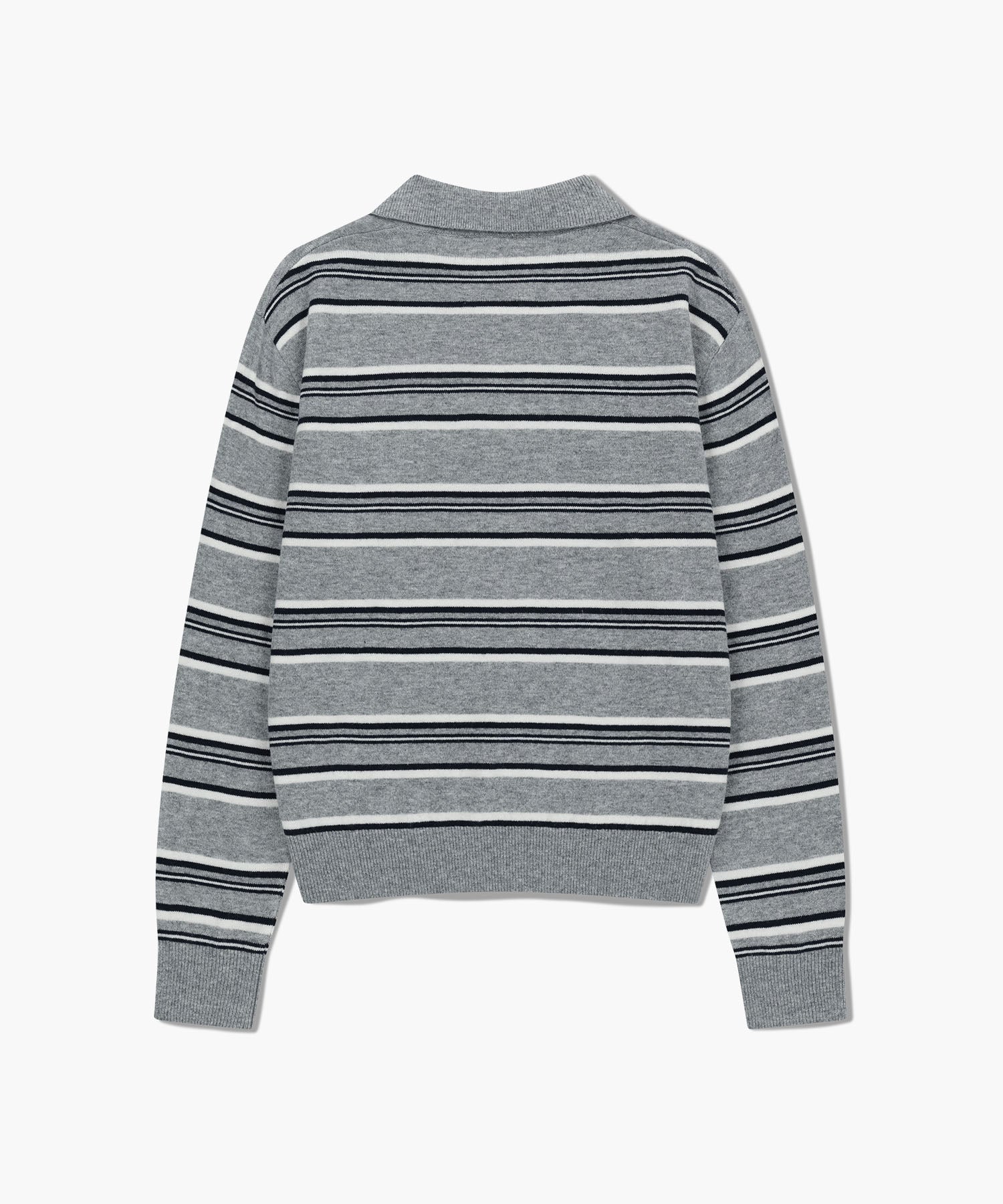 Marithe & Francois Girbaud - Regular Logo Stripe Polo Knit (Melange Gray) product image 7 | TRAB K-Fashion Australia