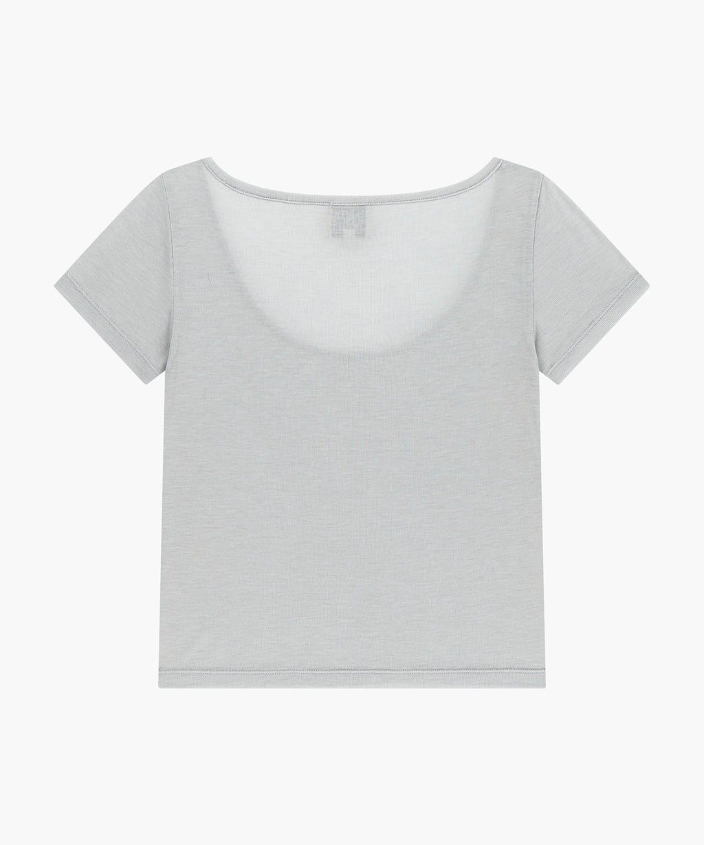 Marithe & Francois Girbaud - Small Classic Logo Sleeveless Layered Slim Crop Tee (Light Gray) product image 7 | TRAB K-Fashion Australia