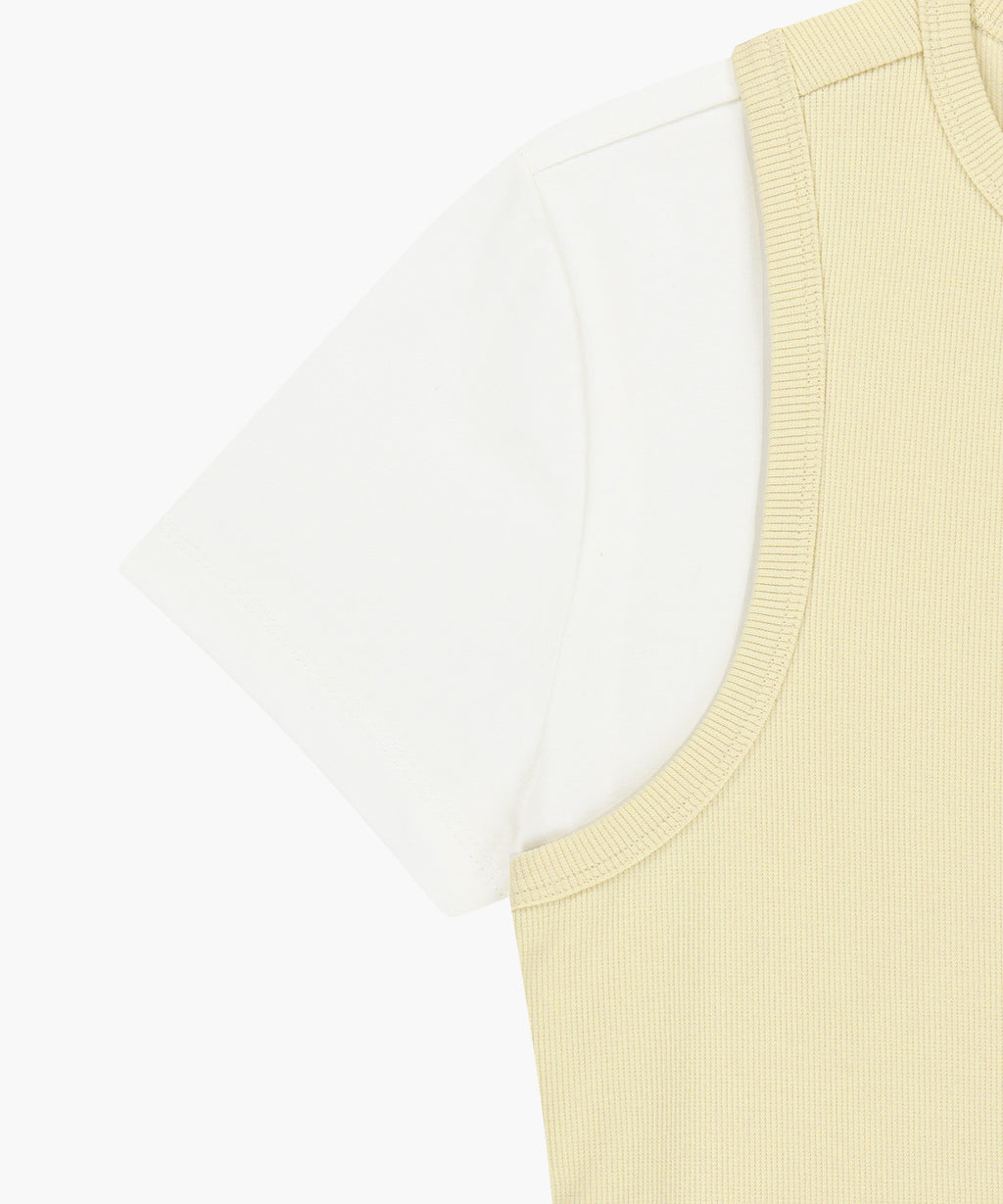 Marithe & Francois Girbaud - Small Classic Logo One Shoulder Layered Tee (Ivory) product image 7 | TRAB K-Fashion Australia