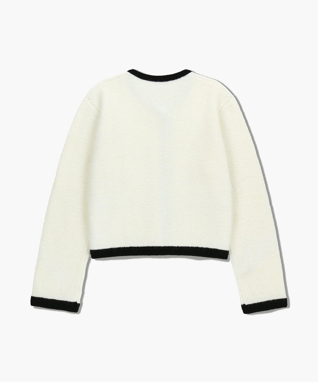 Marithe & Francois Girbaud - Boucle Knit Round Neck Cardigan (Ivory) product image 7 | TRAB K-Fashion Australia
