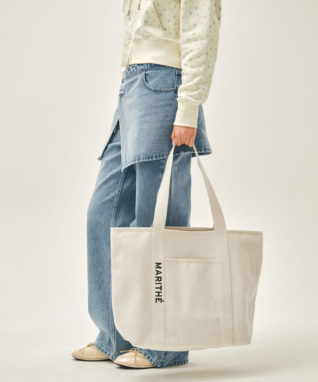 Marithe & Francois Girbaud - Regular Logo Big Cotton Bag (Natural) product image 7 | TRAB K-Fashion Australia