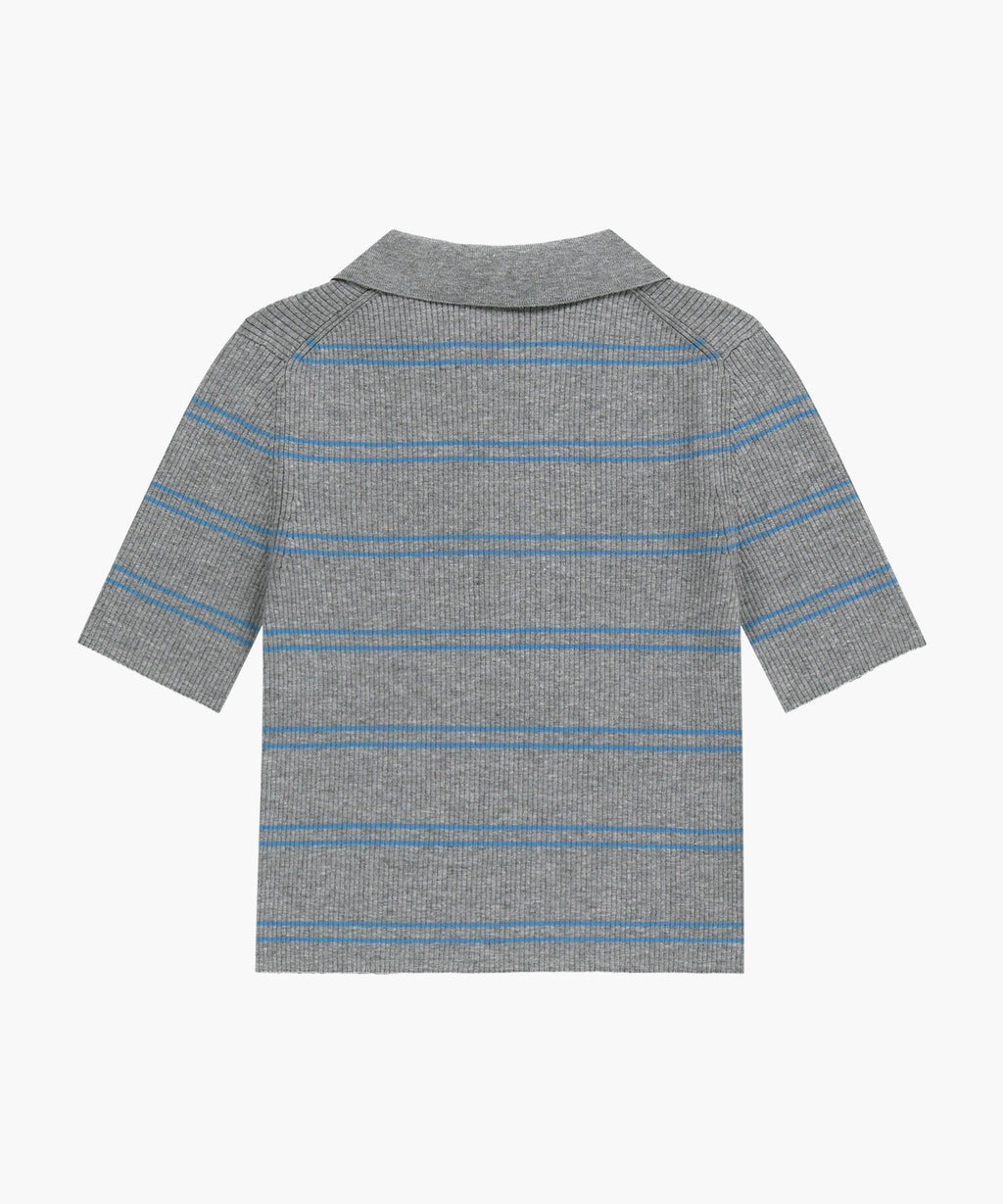 Marithe & Francois Girbaud - Stripe Half Zip Up Slim Knit (Melange Gray) product image 7 | TRAB K-Fashion Australia