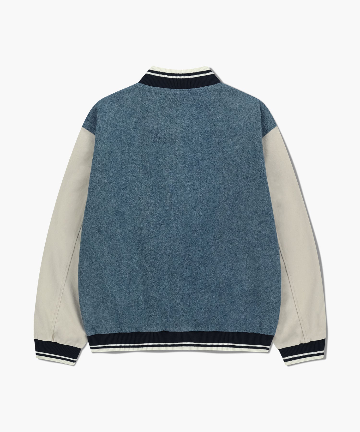 Marithe & Francois Girbaud - Classic Logo Embroidery Denim Varsity Jacket (Light Blue) product image 7 | TRAB K-Fashion Australia