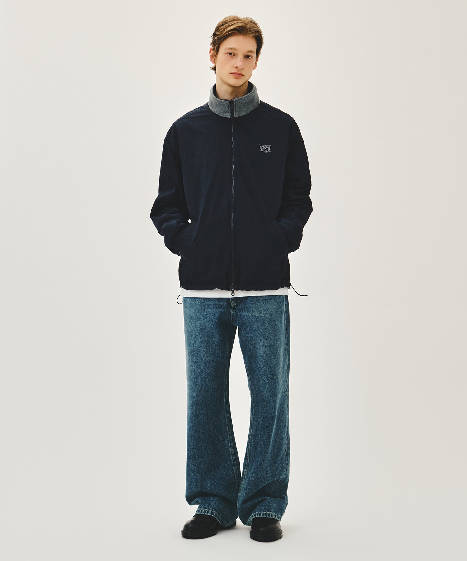 Marithe & Francois Girbaud - Classic Logo Reversible Fleece Jacket (Gray) product image 7 | TRAB K-Fashion Australia