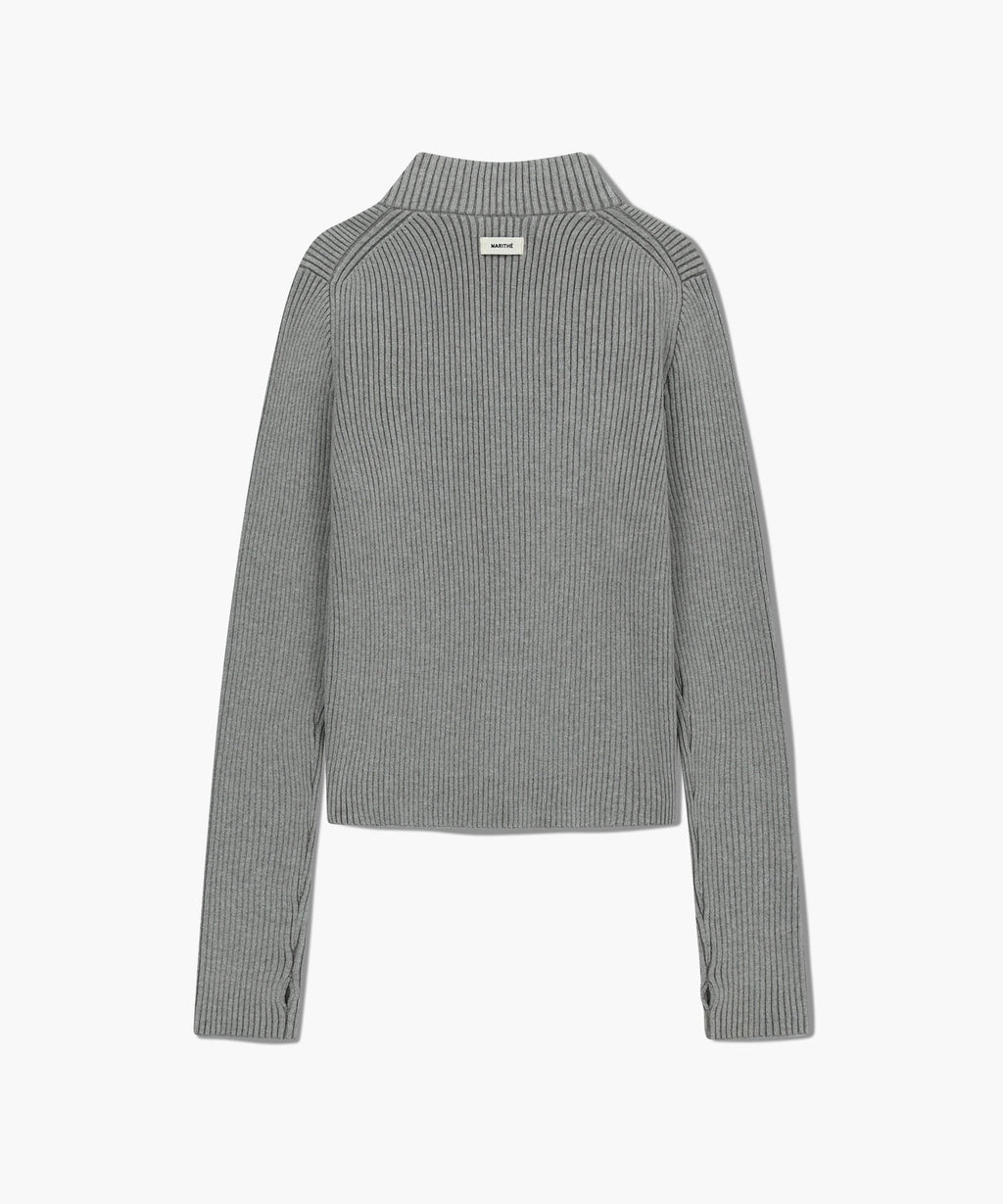 Marithe & Francois Girbaud - Two Way High Neck Zipup Cardigan (Heather Gray) product image 7 | TRAB K-Fashion Australia