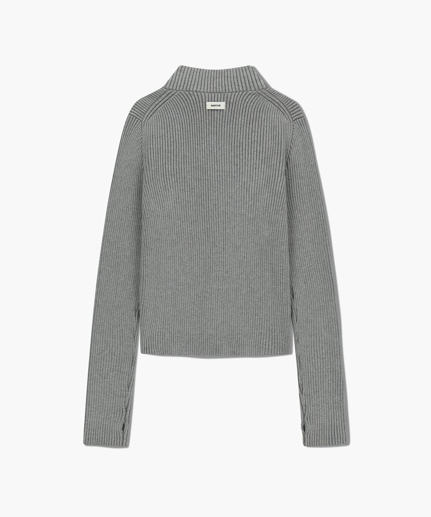 Marithe & Francois Girbaud - Two Way High Neck Zipup Cardigan (Heather Gray) product image 7 | TRAB K-Fashion Australia