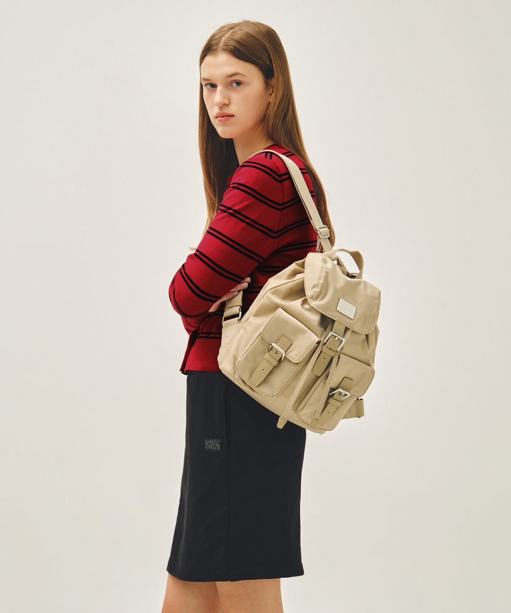 Marithe & Francois Girbaud - Classic Logo Small Backpack (Beige) product image 7 | TRAB K-Fashion Australia