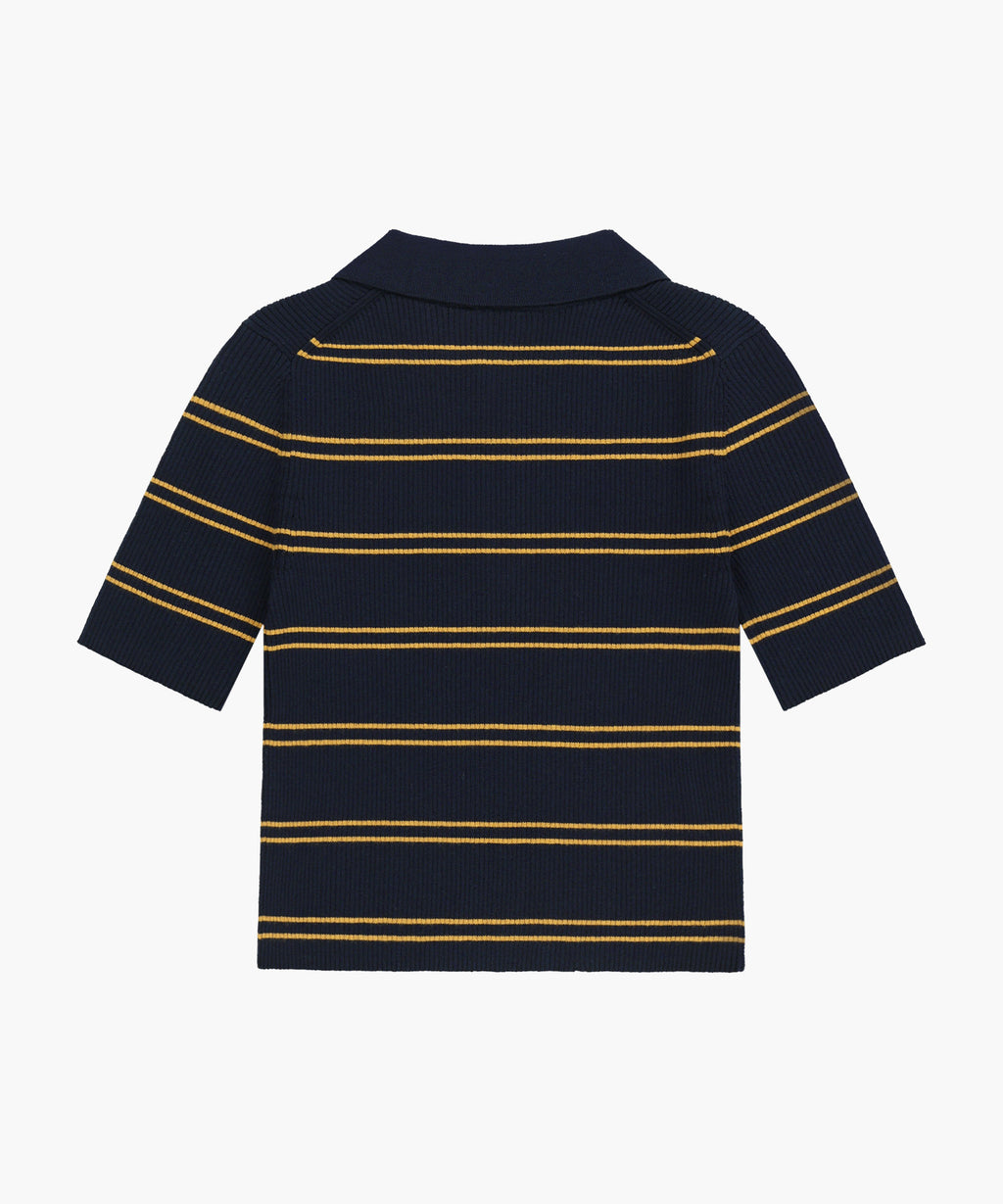 Marithe & Francois Girbaud - Stripe Half Zip Up Slim Knit (Navy) product image 7 | TRAB K-Fashion Australia