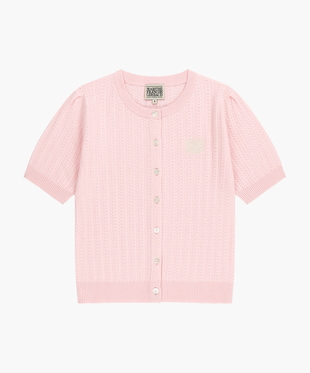 Marithe & Francois Girbaud - Small Classic Logo Half Knit Cardigan Set Up (Light Pink) product image 7 | TRAB K-Fashion Australia
