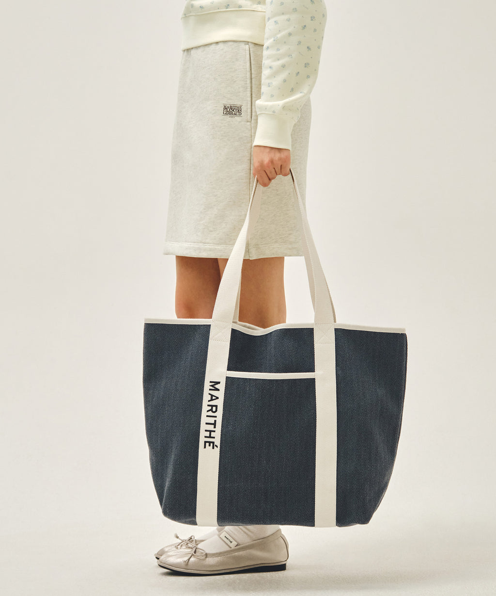 Marithe & Francois Girbaud - Regular Logo Big Cotton Bag (Navy) product image 7 | TRAB K-Fashion Australia