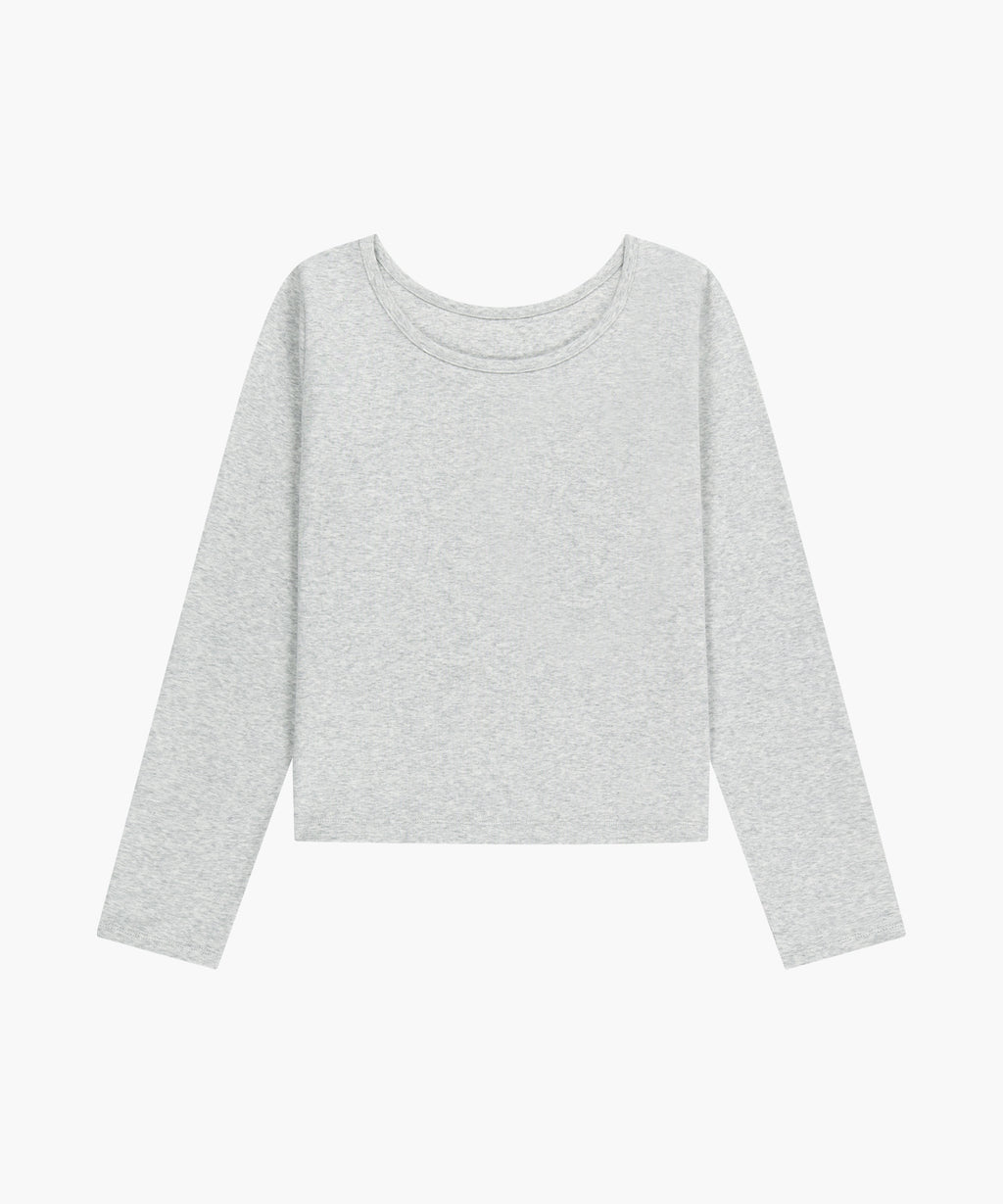 Marithe & Francois Girbaud - Basic Scoop Back Long Sleeve (Light Heather Gray) product image 7 | TRAB K-Fashion Australia