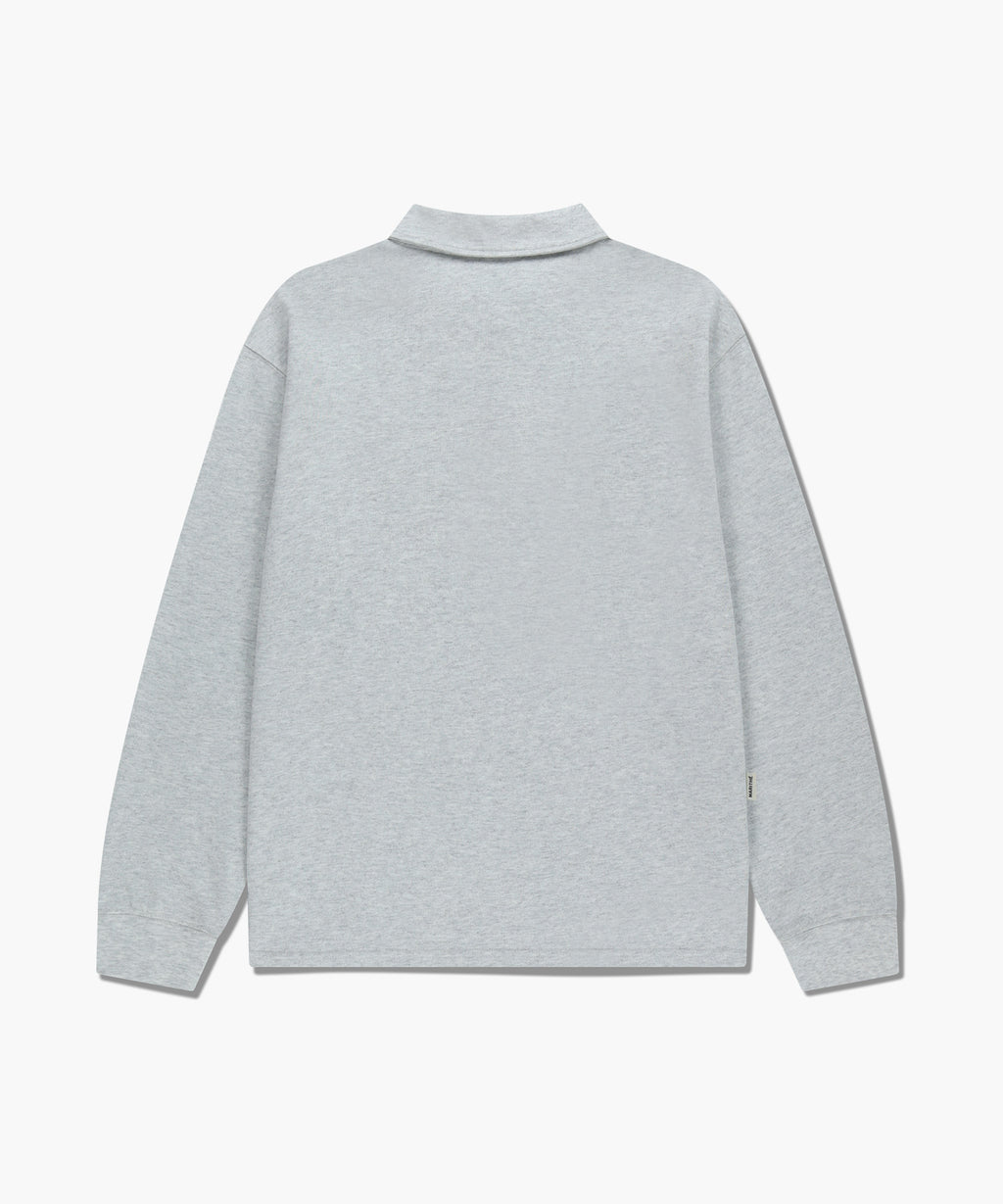 Marithe & Francois Girbaud - Crest Logo Jersey Polo Long Sleeve (Light Heather Gray) product image 7 | TRAB K-Fashion Australia