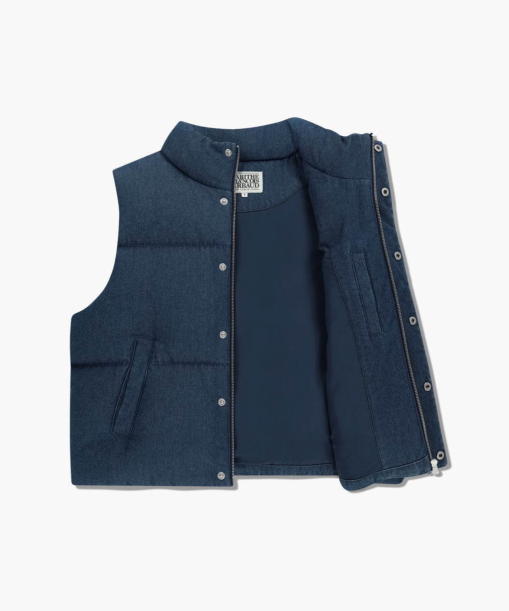 Marithe & Francois Girbaud - Classic Logo Denim Down Vest (Dark Blue) product image 7 | TRAB K-Fashion Australia