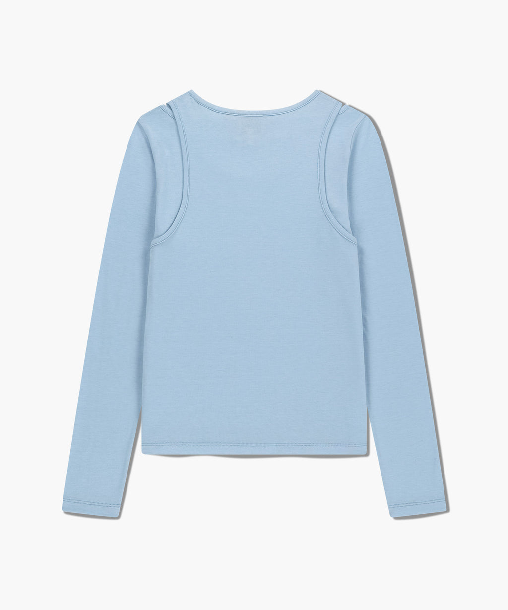 Marithe & Francois Girbaud - Layered Jersey Long Sleeve (Sky Blue) product image 7 | TRAB K-Fashion Australia