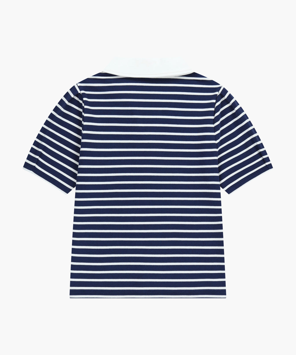 Marithe & Francois Girbaud - Collar Stripe Half Sleeve Crop Sweatshirt (Blue) product image 7 | TRAB K-Fashion Australia