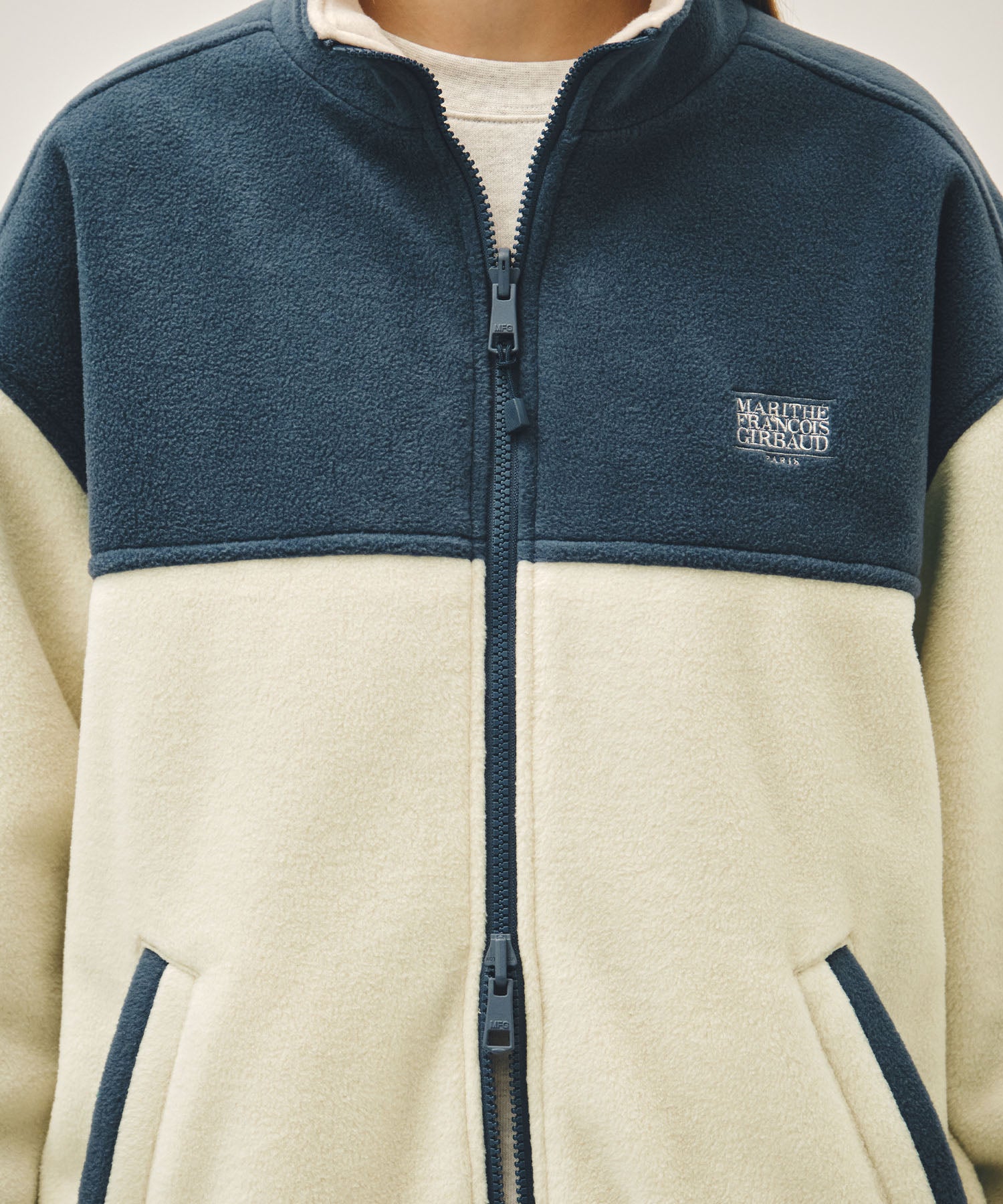 Marithe & Francois Girbaud - Classic Logo Reversible Fleece Jacket (Cream) product image 7 | TRAB K-Fashion Australia