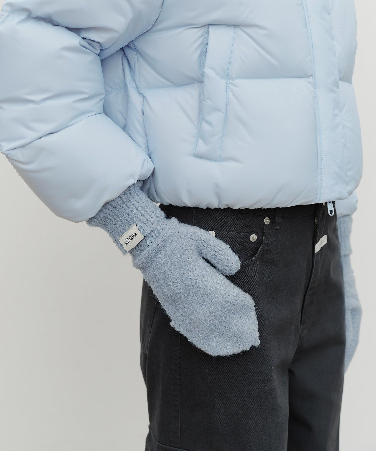 Marithe & Francois Girbaud - Regular Logo Mittens (Ash Blue) product image 7 | TRAB K-Fashion Australia