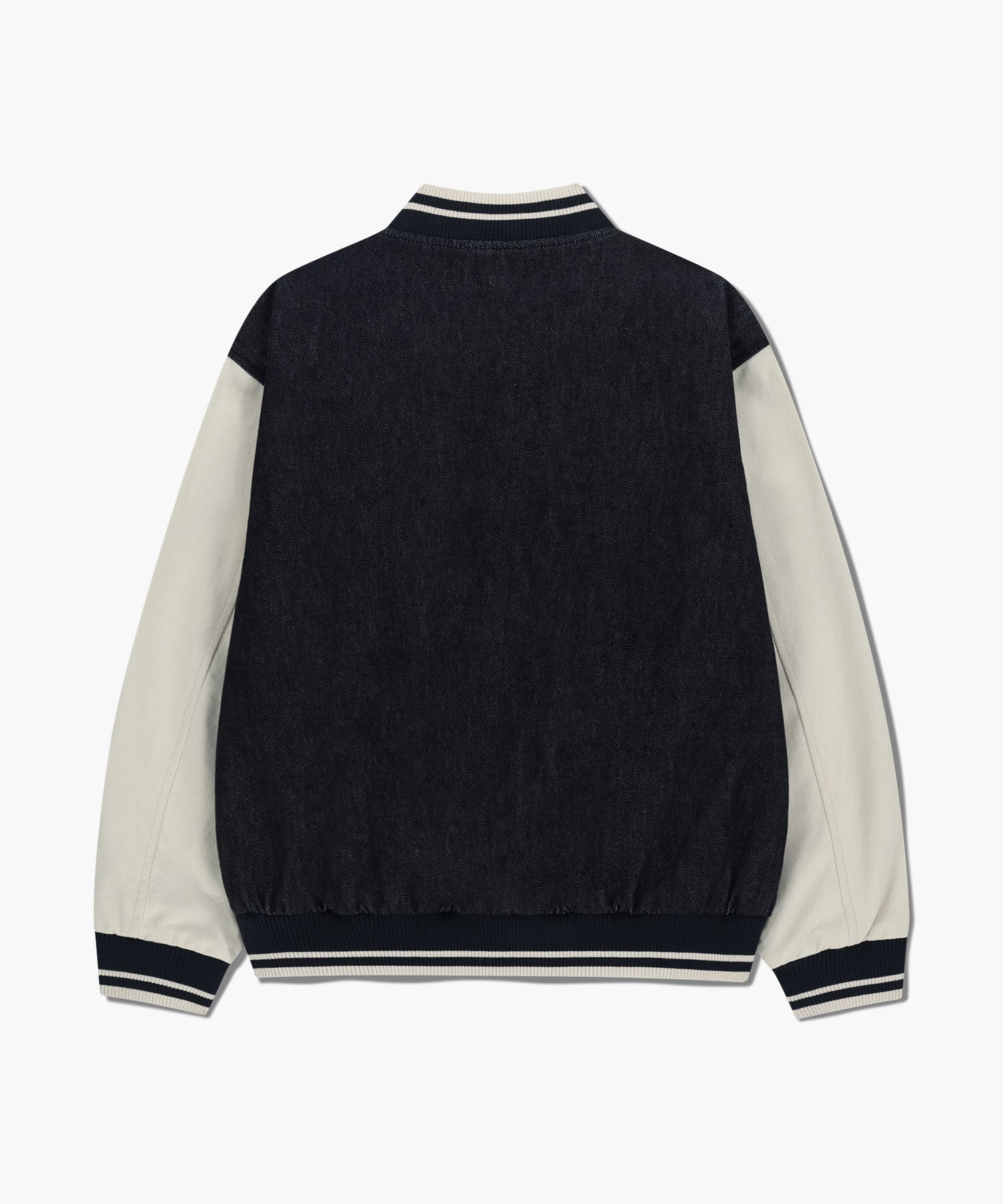 Marithe & Francois Girbaud - Classic Logo Embroidery Denim Varsity Jacket (Navy) product image 7 | TRAB K-Fashion Australia