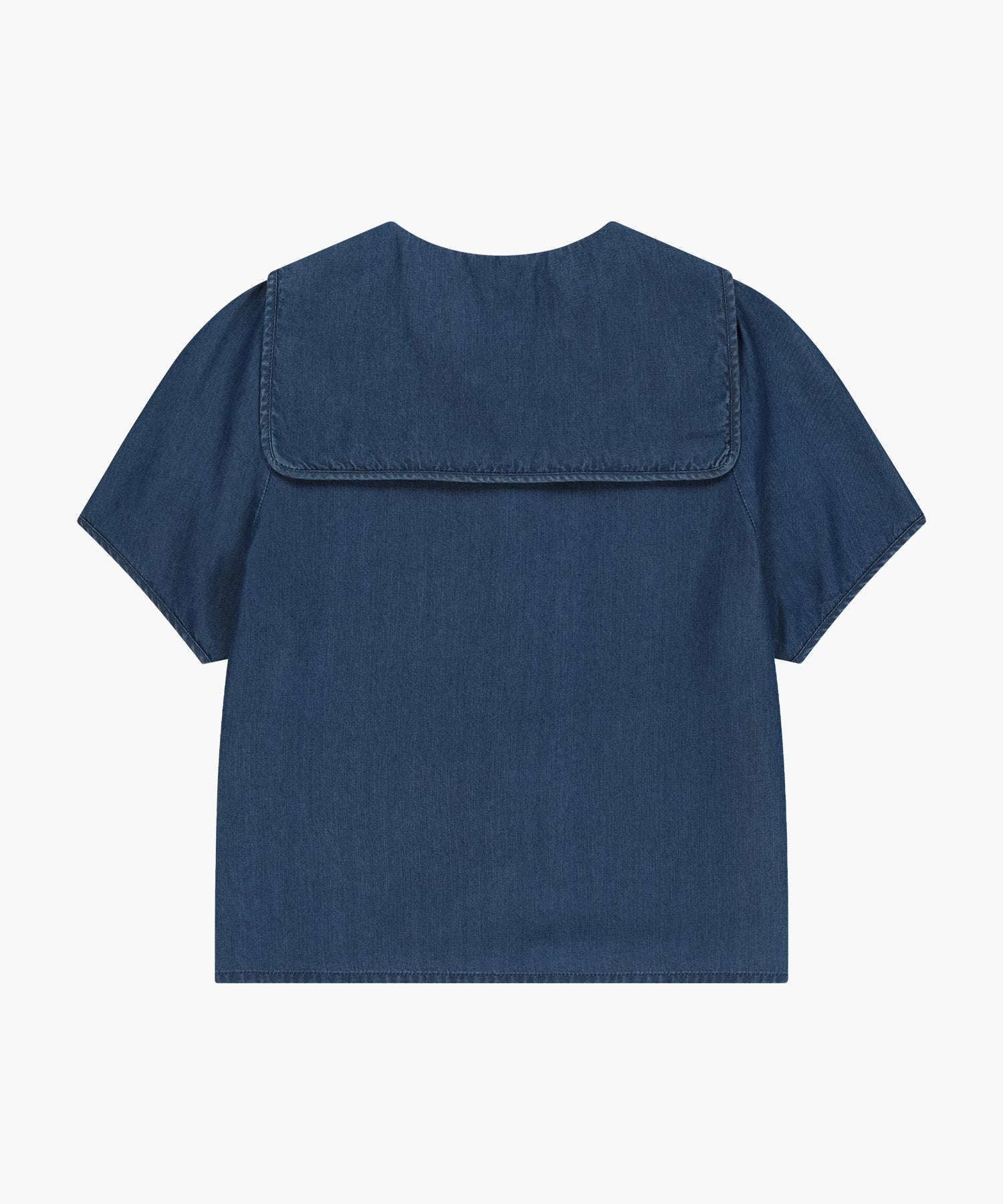 Marithe & Francois Girbaud - Sailor Collar Short Sleeve Chambray Shirt (Dark Blue) product image 7 | TRAB K-Fashion Australia