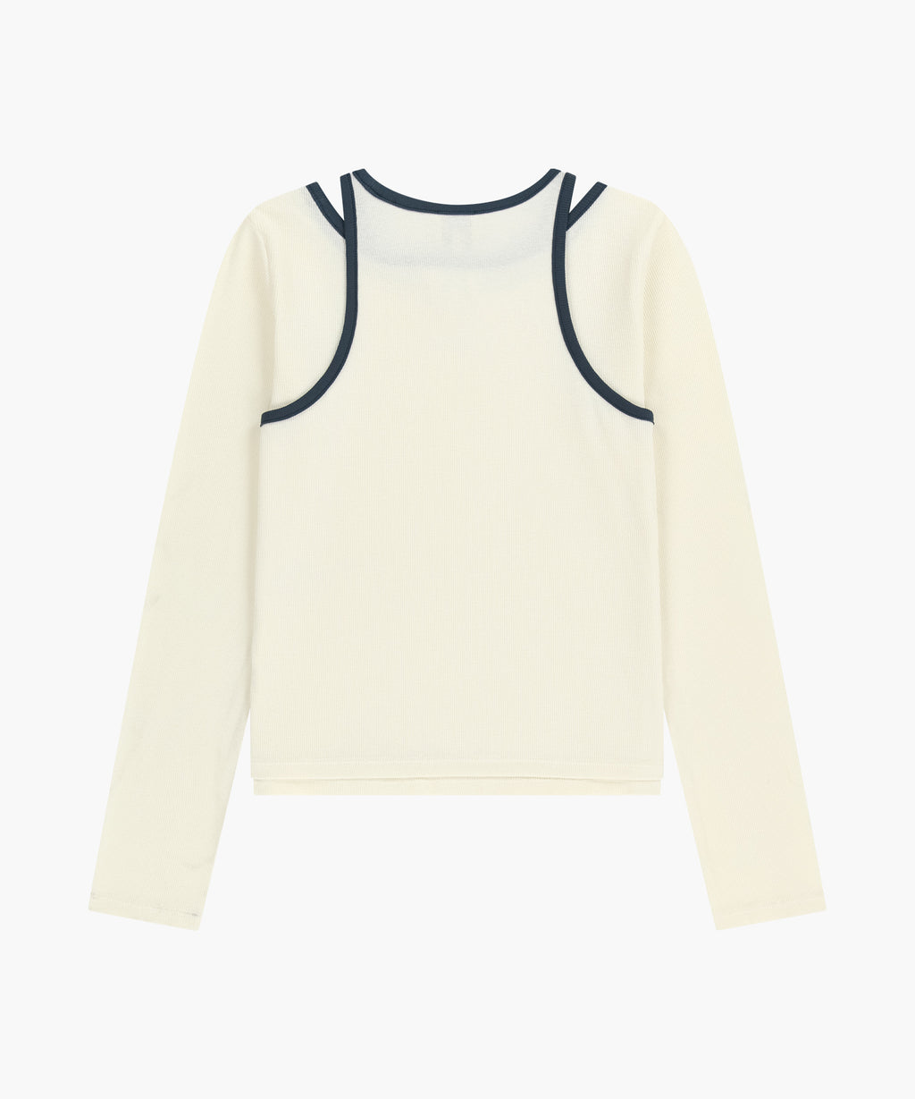 Marithe & Francois Girbaud - Sleeveless Layered Long Sleeve Tee (Ivory) product image 7 | TRAB K-Fashion Australia