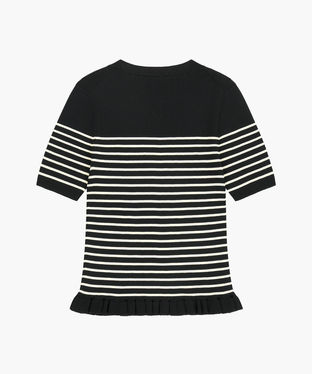Marithe & Francois Girbaud - Ruffle Point Stripe Half Knit Pullover (Black) product image 7 | TRAB K-Fashion Australia