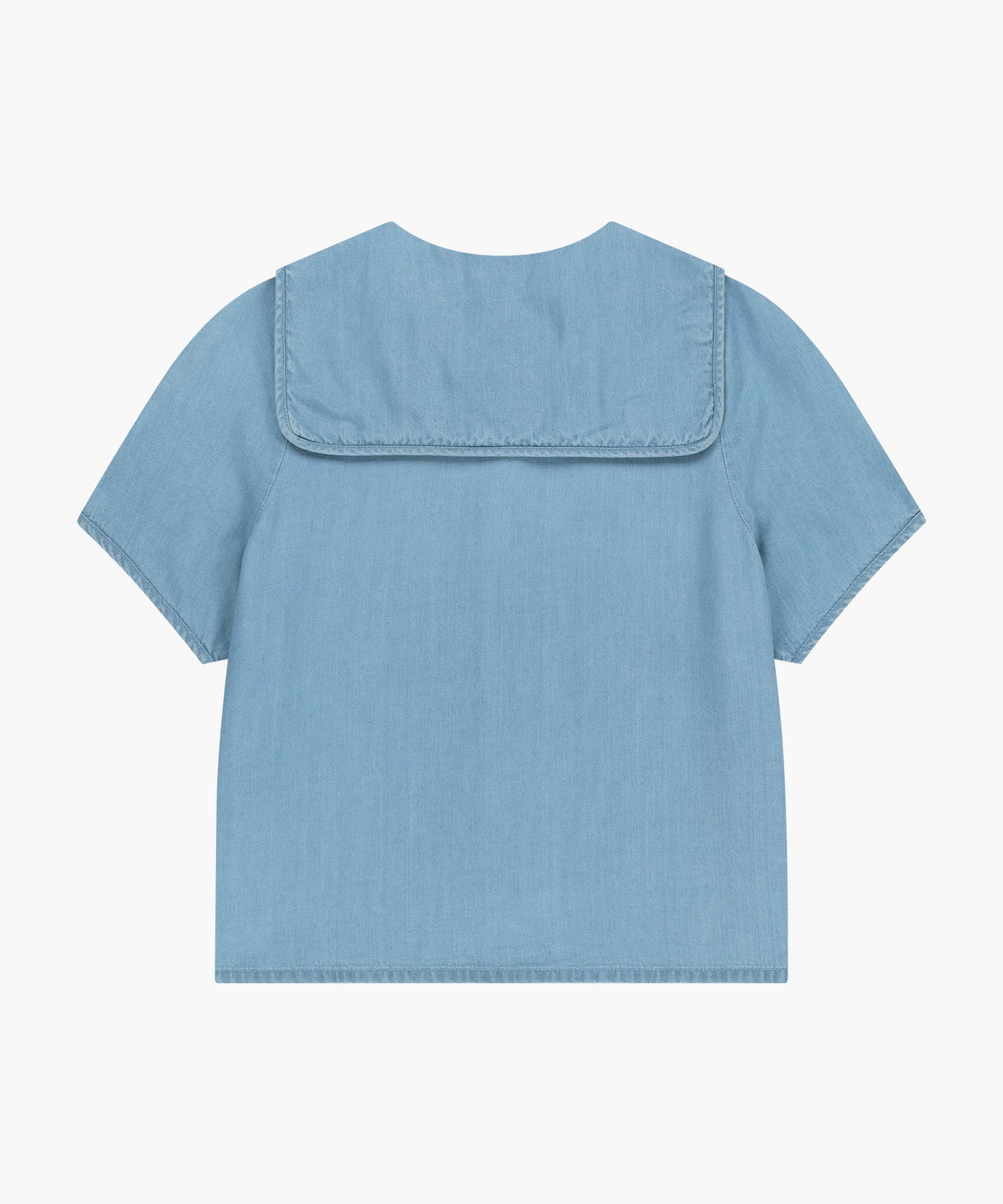 Marithe & Francois Girbaud - Sailor Collar Short Sleeve Chambray Shirt (Light Blue) product image 7 | TRAB K-Fashion Australia