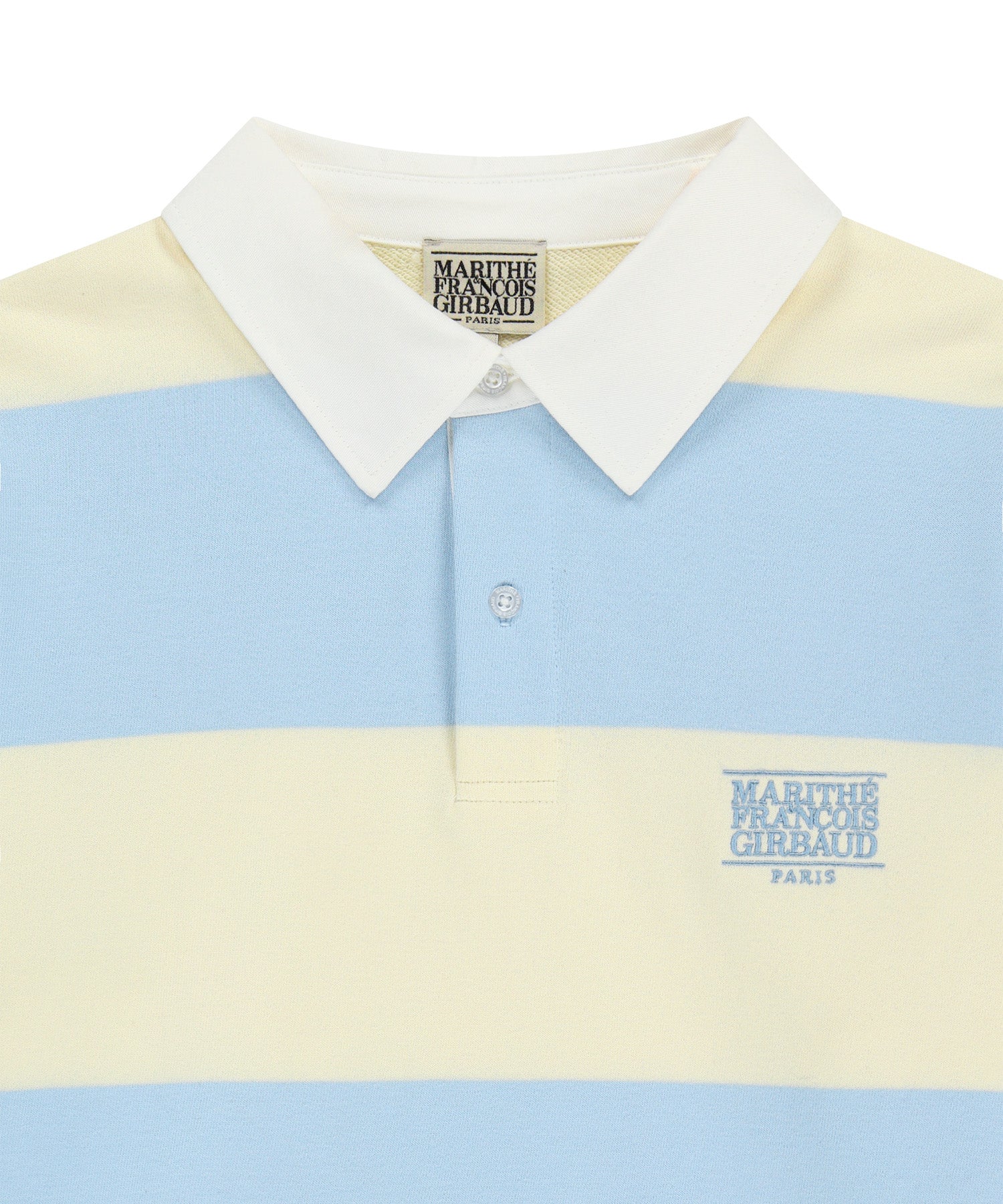 Marithe & Francois Girbaud - Small Classic Logo Rugby Stripe Sweatshirt (Sky Blue) product image 7 | TRAB K-Fashion Australia