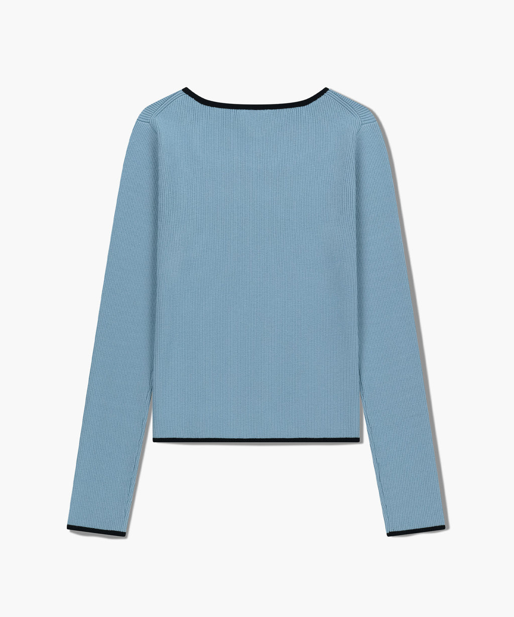 Marithe & Francois Girbaud - Color Point Square Neck Knit Pullover (Sky Blue) product image 7 | TRAB K-Fashion Australia