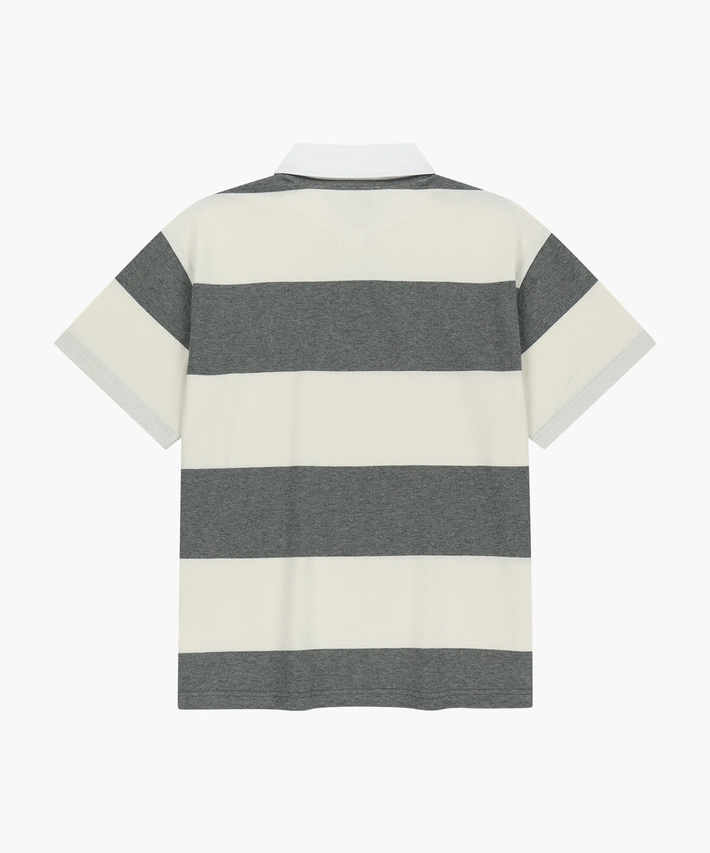 Marithe & Francois Girbaud - Small Classic Logo Rugby Stripe Oversized Collar Tee (Ivory) product image 11 | TRAB K-Fashion Australia