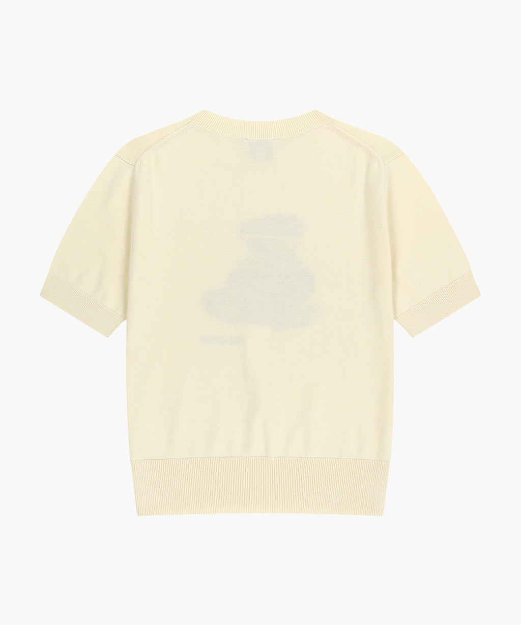 Marithe & Francois Girbaud - Doodle Bear Half Knit Pullover (Ivory) product image 7 | TRAB K-Fashion Australia