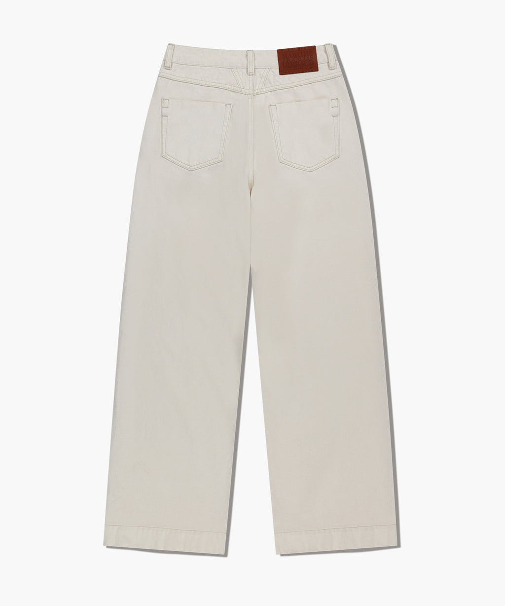 Marithe & Francois Girbaud - Low-waist Tuck Wide Denim Pants (Ecru) product image 8 | TRAB K-Fashion Australia