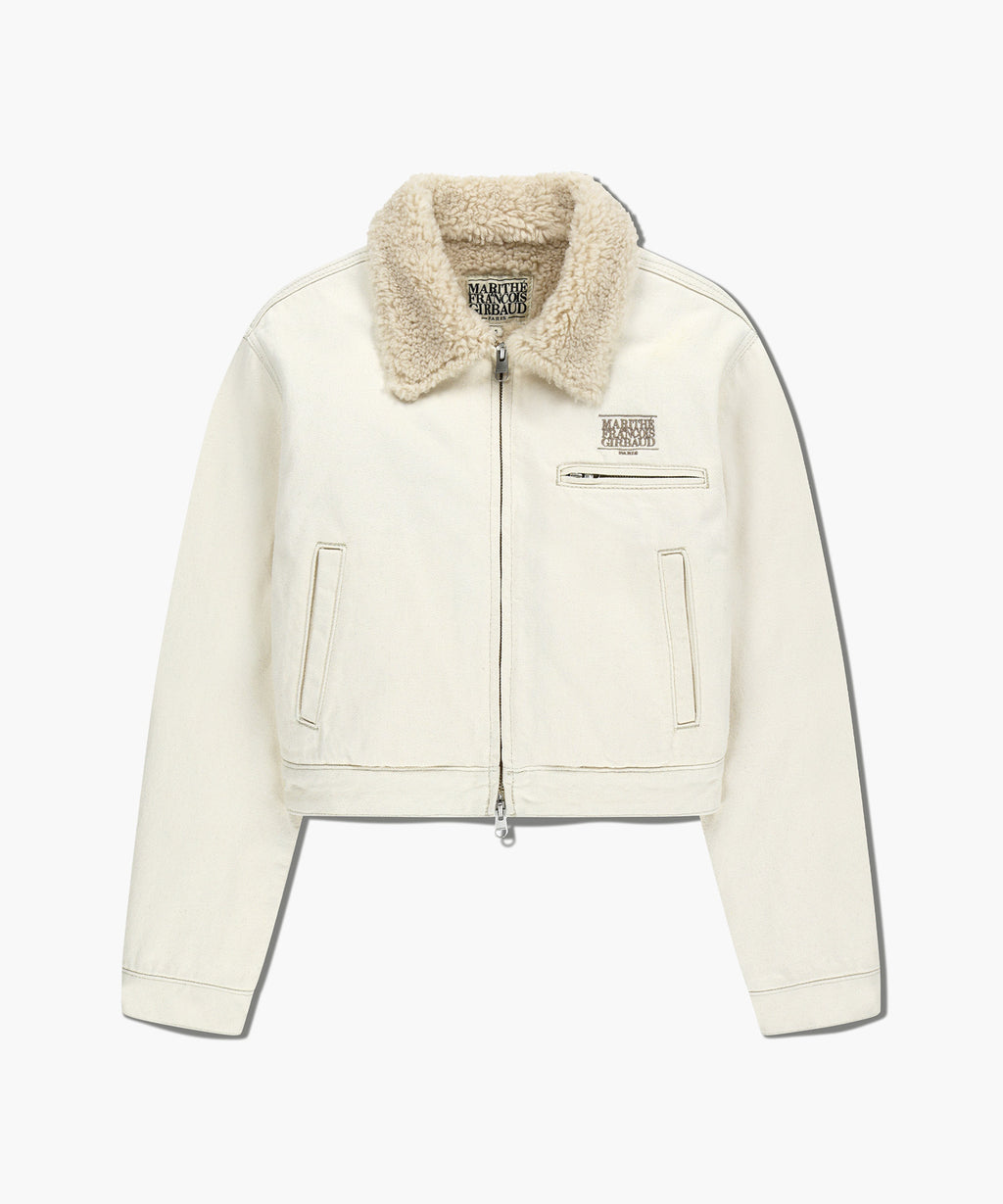 Marithe & Francois Girbaud - Crop Shearling Denim Jacket (Ecru) product image 7 | TRAB K-Fashion Australia