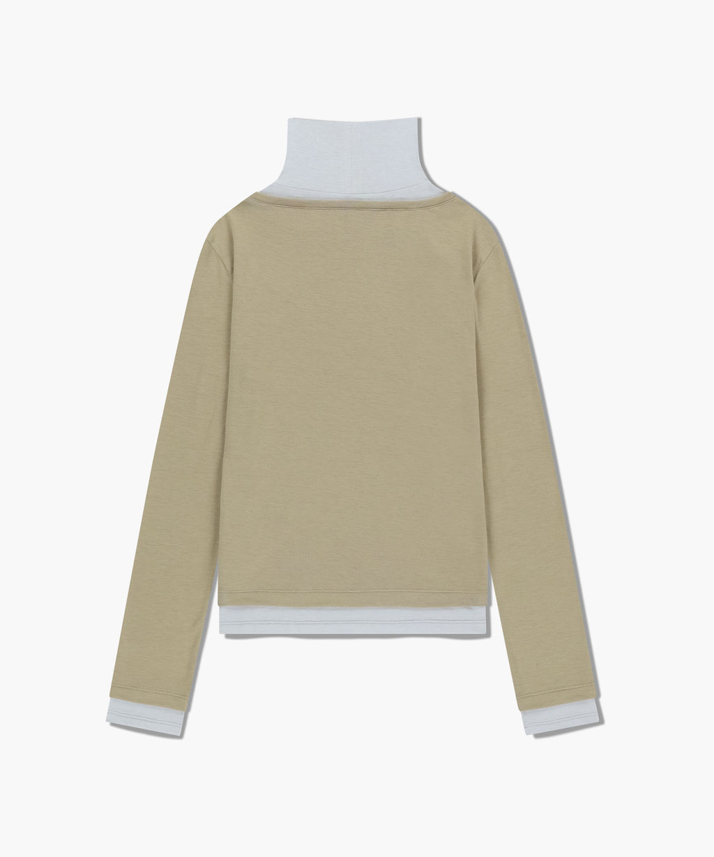 Marithe & Francois Girbaud - Layered Turtle Neck Long Sleeve (Light Brown) product image 7 | TRAB K-Fashion Australia