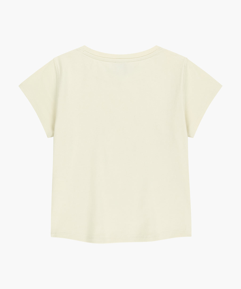 Marithe & Francois Girbaud - Flower Classic Logo Cap Sleeve Slim Crop Tee (Cream) product image 7 | TRAB K-Fashion Australia