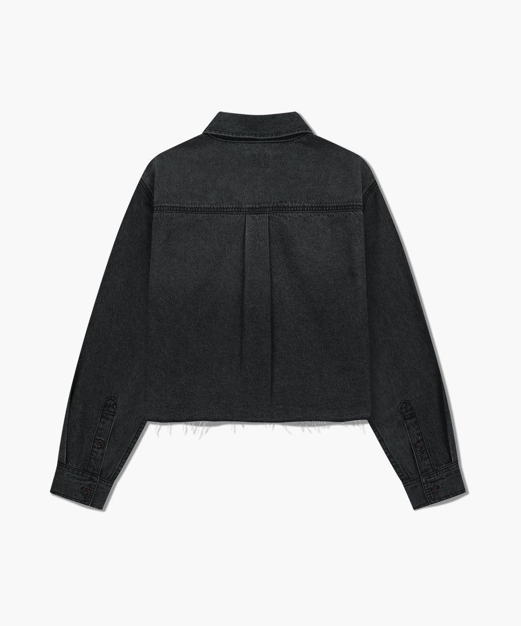Marithe & Francois Girbaud - Heritage Lettering Logo Denim Crop Shirt (Black) product image 7 | TRAB K-Fashion Australia