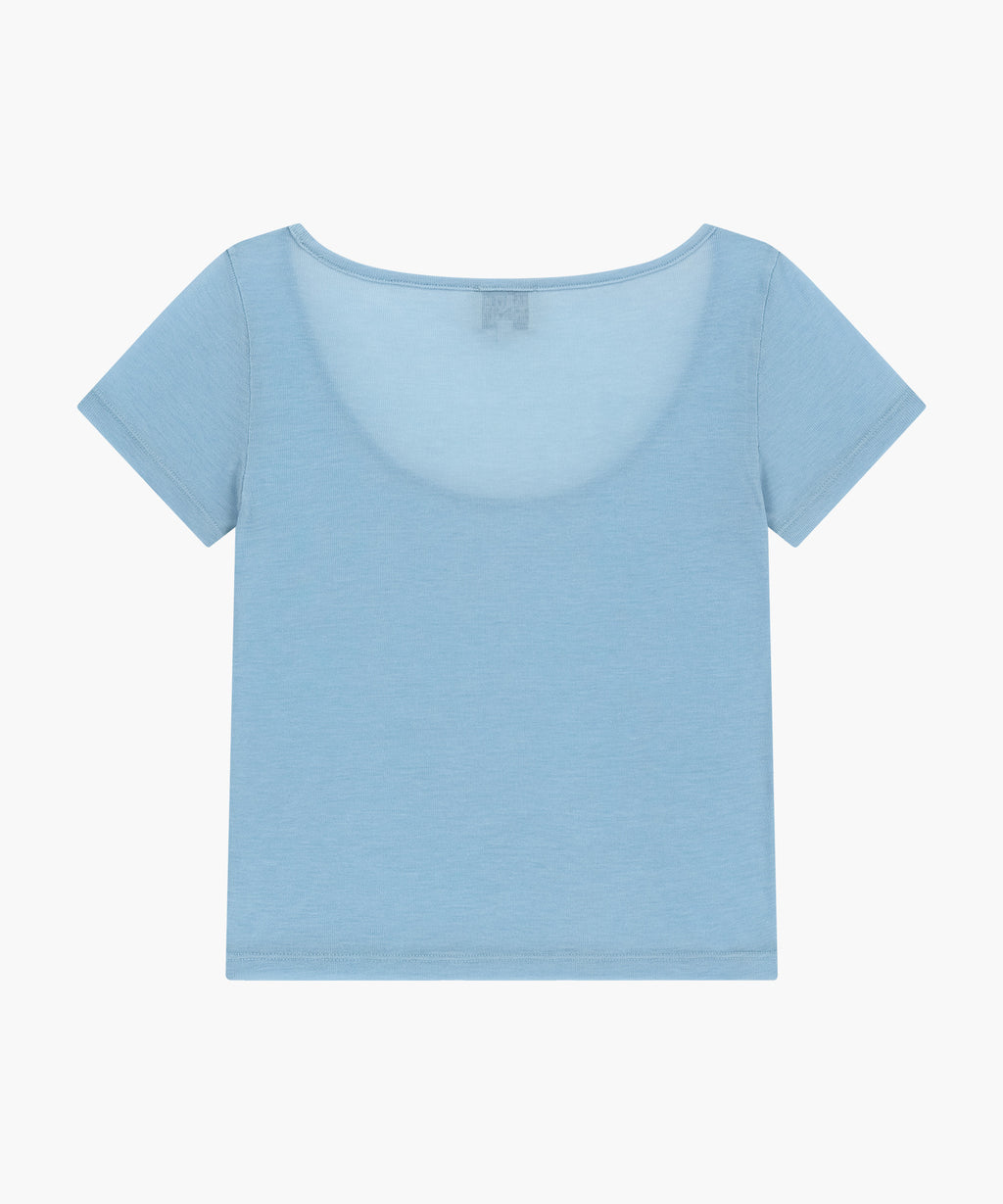 Marithe & Francois Girbaud - Small Classic Logo Sleeveless Layered Slim Crop Tee (Sky Blue) product image 7 | TRAB K-Fashion Australia