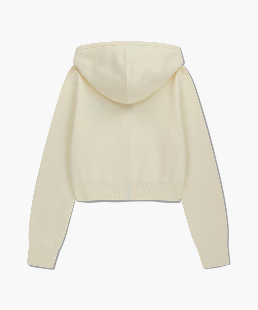 Marithe & Francois Girbaud - Classic Logo Crop Knit Hoodie Zipup (Ivory) product image 7 | TRAB K-Fashion Australia