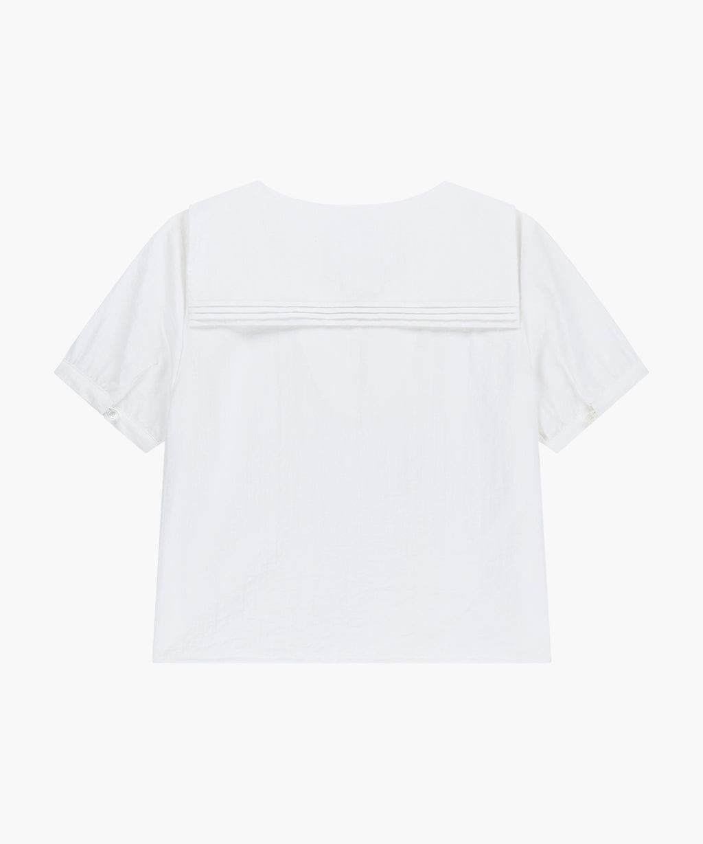 Marithe & Francois Girbaud - Pin Tuck Sailor Half Sleeve Shirt (White) product image 7 | TRAB K-Fashion Australia