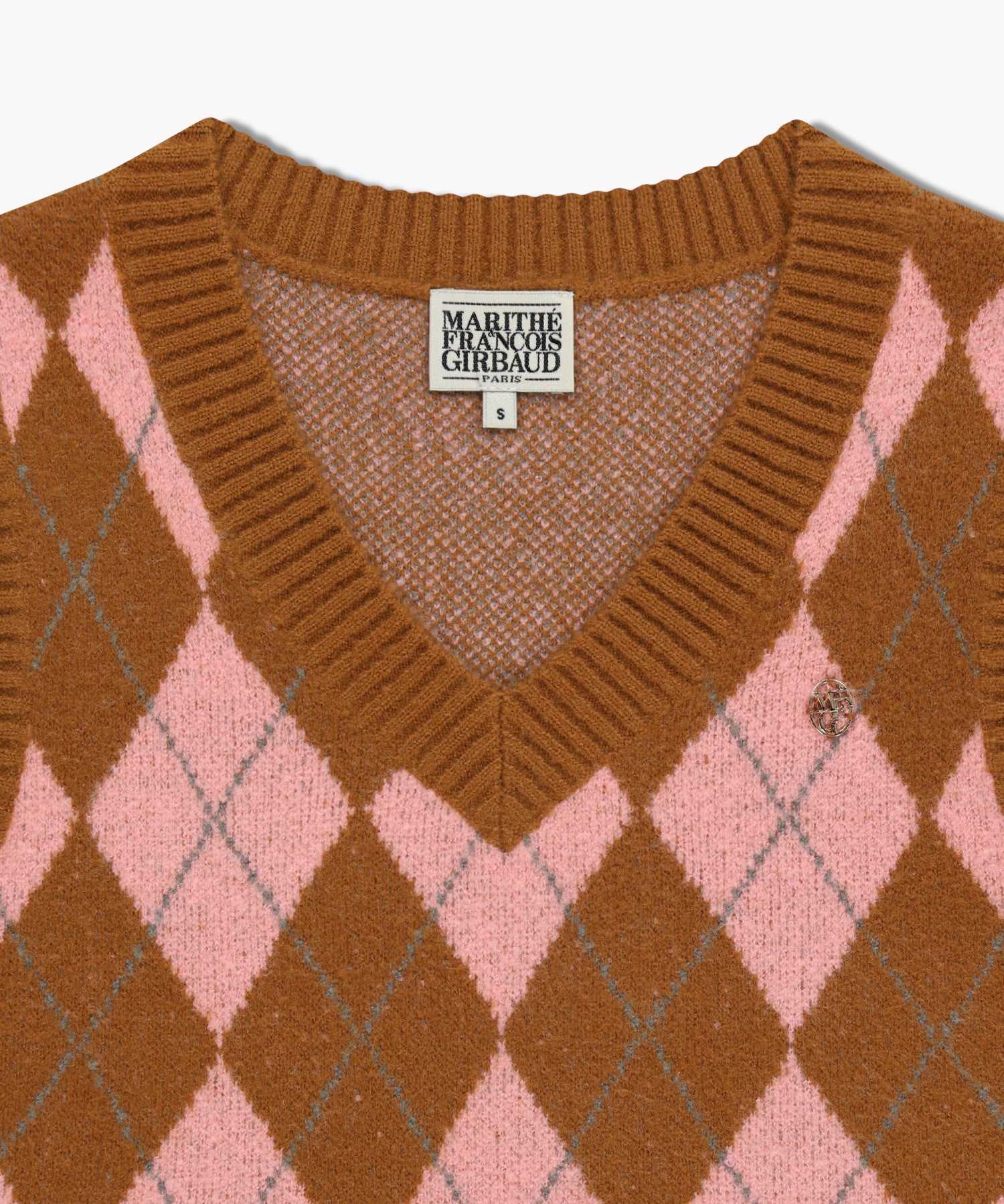 Marithe & Francois Girbaud - Argyle V-neck Knit Vest (Beige) product image 7 | TRAB K-Fashion Australia