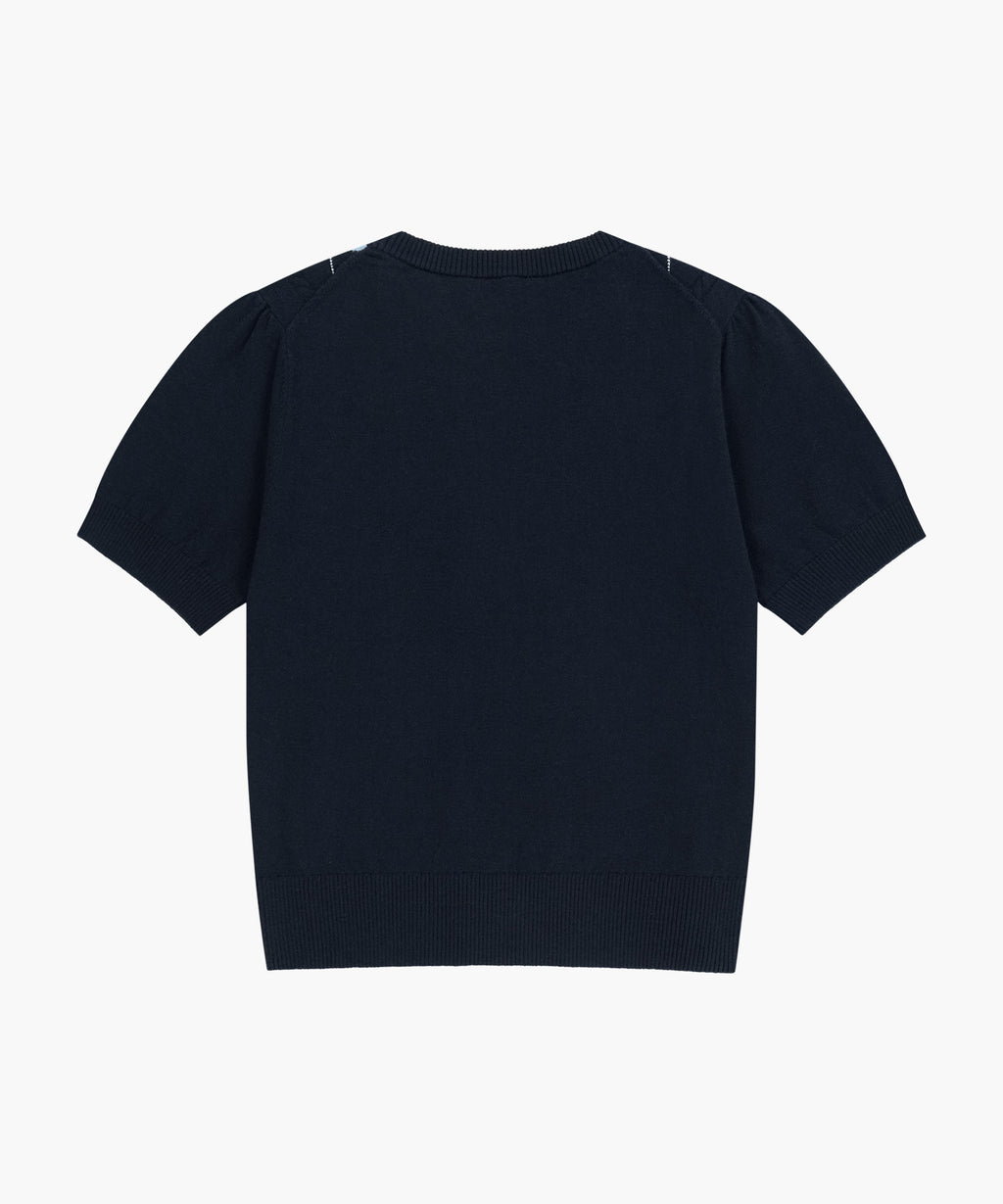 Marithe & Francois Girbaud - Argyle Cable Half Knit Pullover (Navy) product image 7 | TRAB K-Fashion Australia