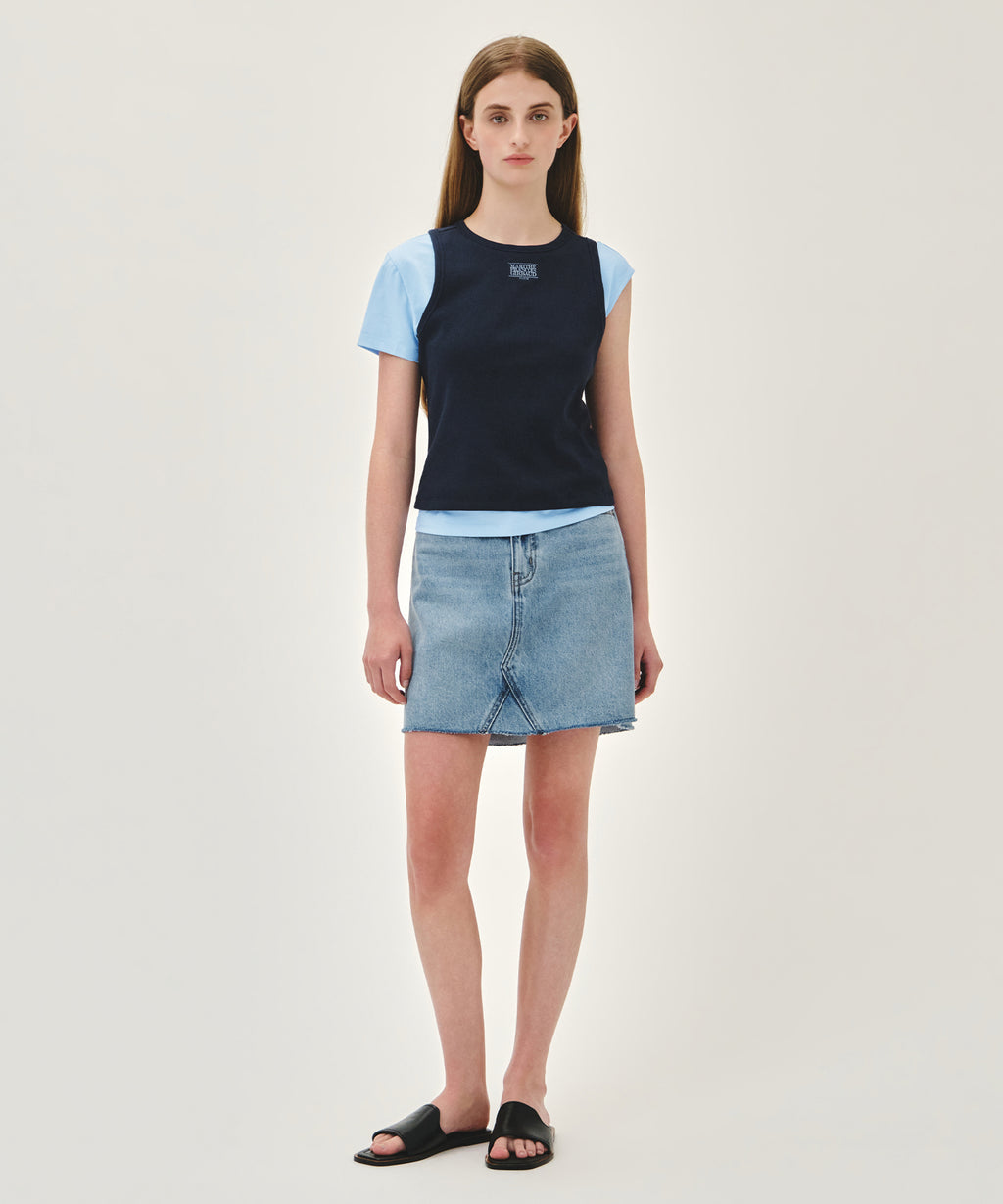 Marithe & Francois Girbaud - Small Classic Logo One Shoulder Layered Tee (Sky Blue) product image 7 | TRAB K-Fashion Australia