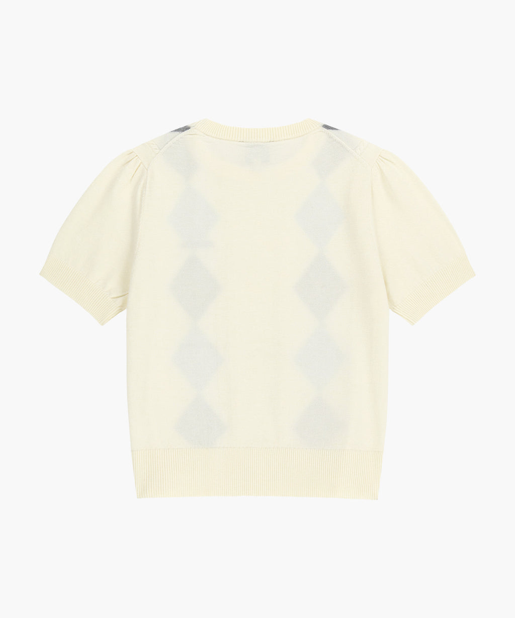 Marithe & Francois Girbaud - Argyle Cable Half Knit Pullover (Ivory) product image 7 | TRAB K-Fashion Australia