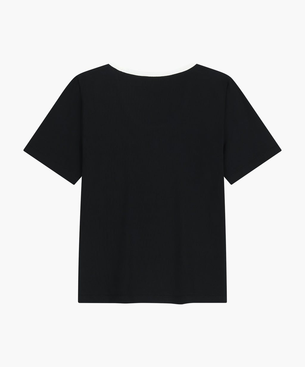 Marithe & Francois Girbaud - Deep Neck Ringer Tee (White/Black) product image 7 | TRAB K-Fashion Australia