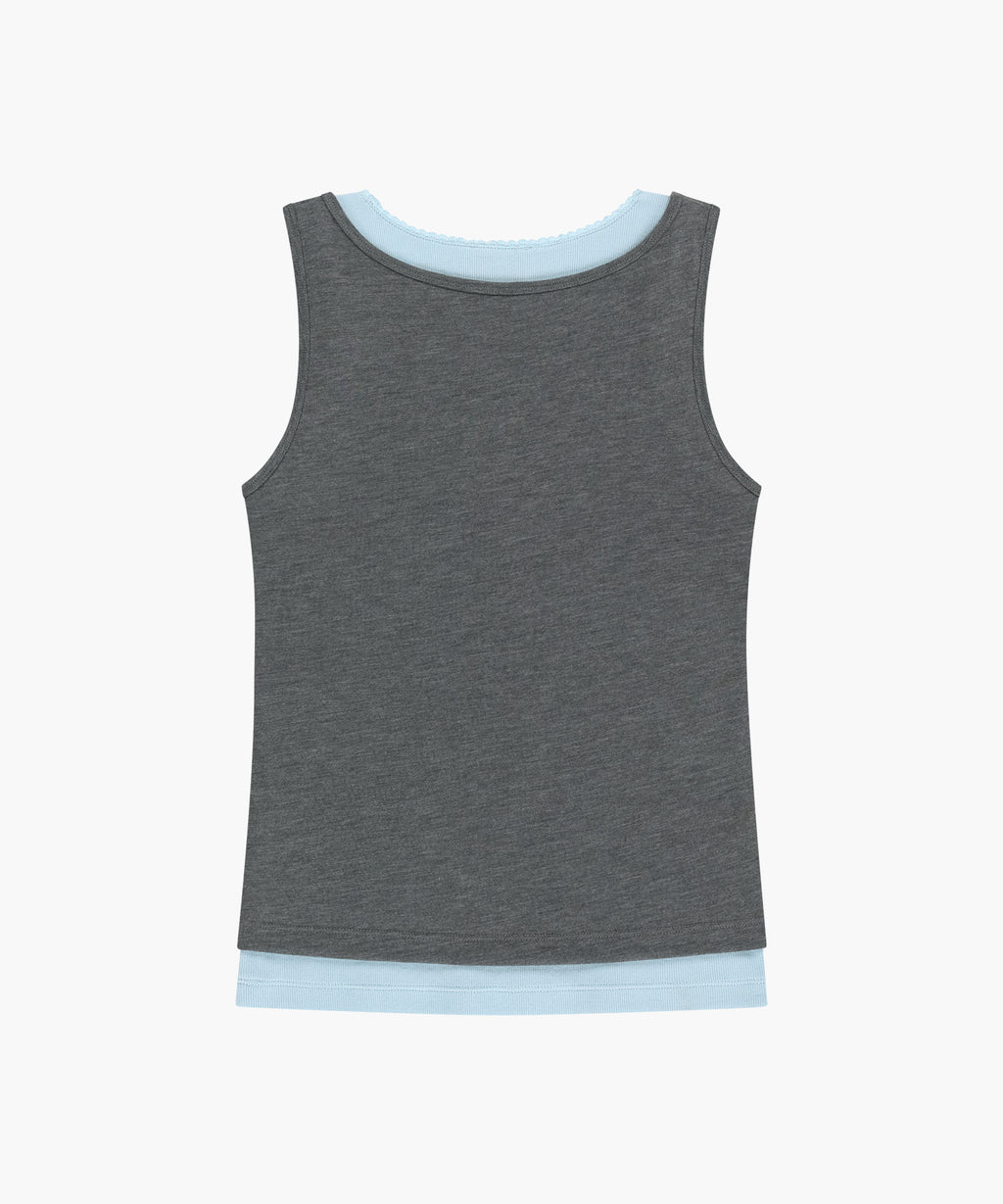 Marithe & Francois Girbaud - [Pre-order – Ships 7 Jul] Layered Sleeveless (Heather Charcoal) product image 10 | TRAB K-Fashion Australia