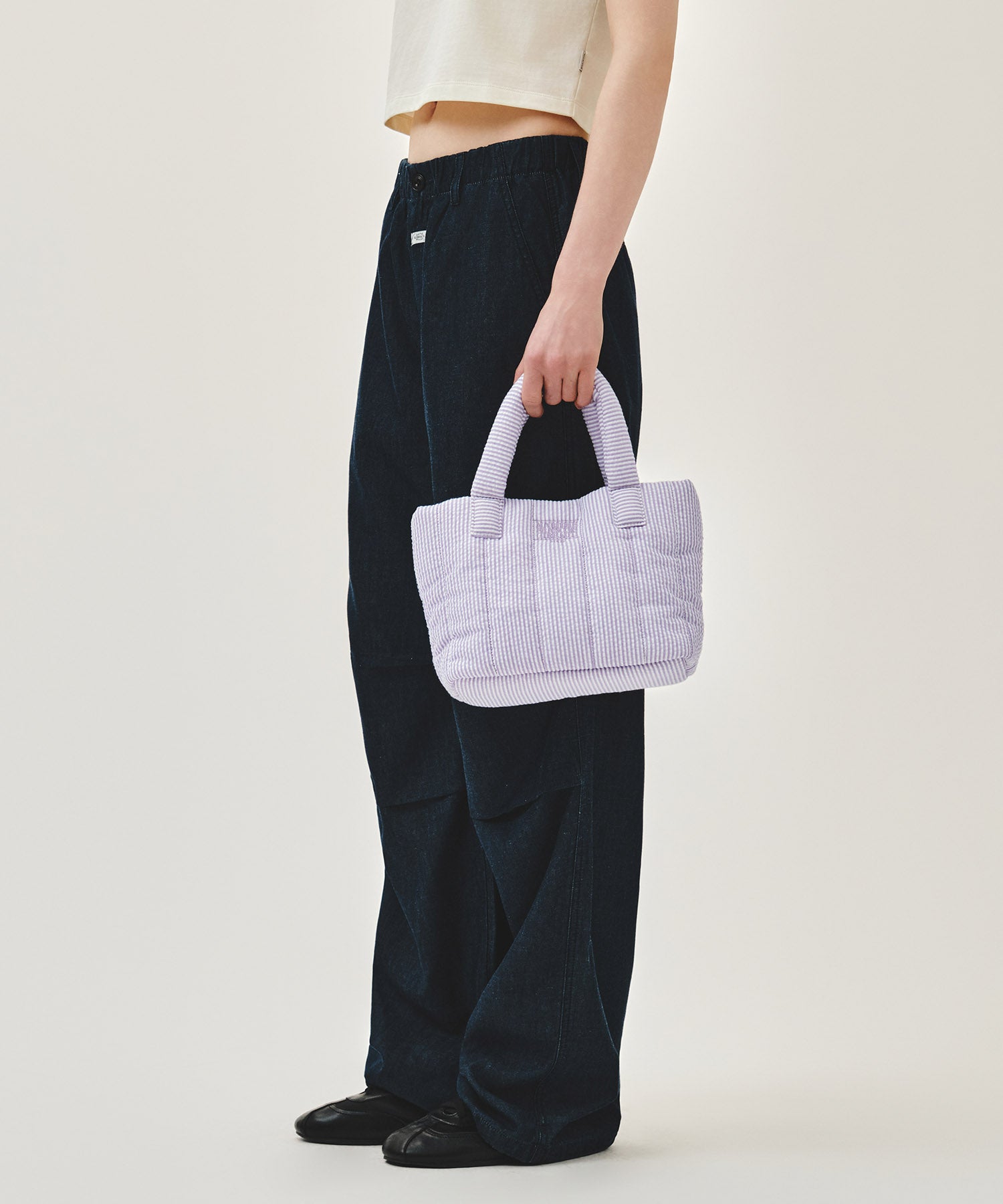 Marithe & Francois Girbaud - Classic Logo Seersucker Padding Bag (Purple) product image 7 | TRAB K-Fashion Australia