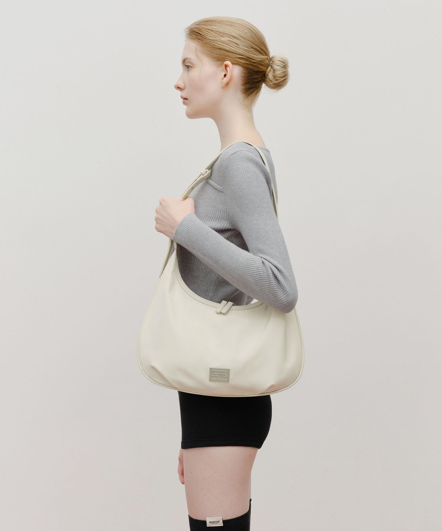 Marithe & Francois Girbaud - Classic Logo Round Shoulder Bag (Light Beige) product image 7 | TRAB K-Fashion Australia