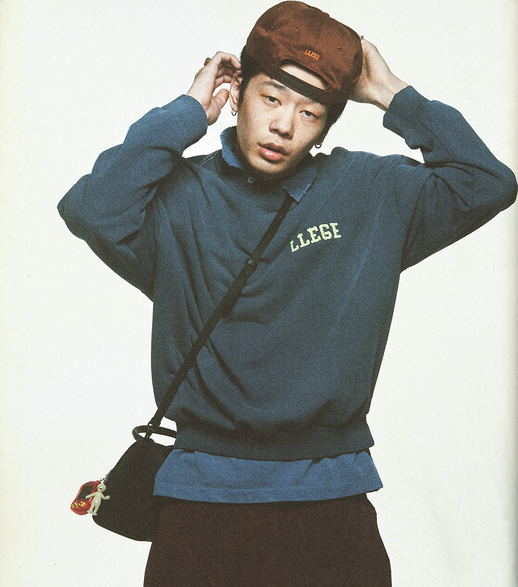 Llege - Garment Dyed Fryed Logo Sweatshirt (Washed Navy) product image 6 | TRAB K-Fashion Australia