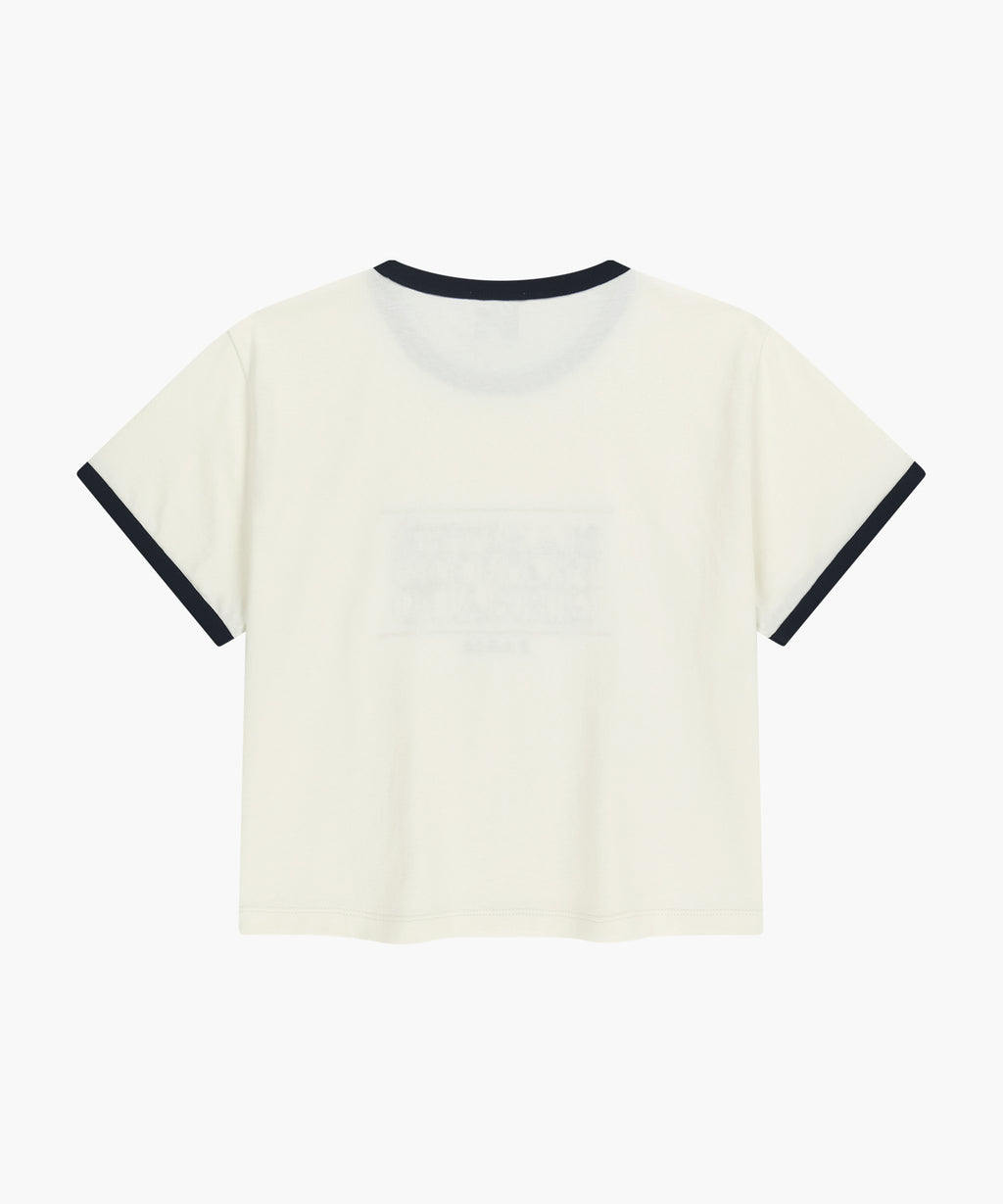 Marithe & Francois Girbaud - Classic Logo Applique Ringer Crop Tee (Ivory) product image 7 | TRAB K-Fashion Australia