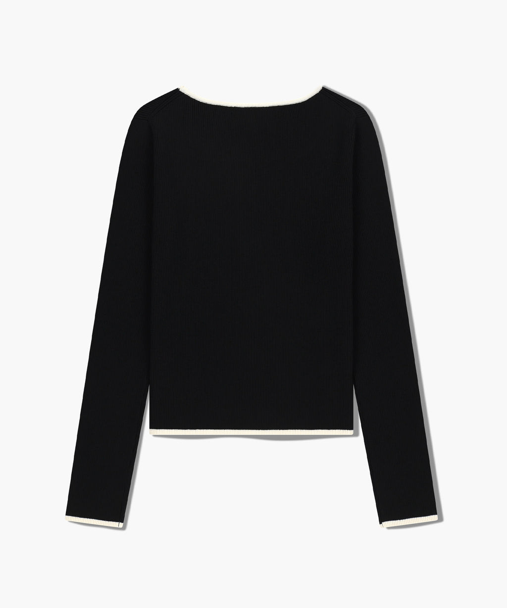 Marithe & Francois Girbaud - Color Point Square Neck Knit Pullover (Black) product image 7 | TRAB K-Fashion Australia